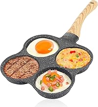 Agatige Egg Frying Pan, 4-Cup Egg Pan Nonstick Omelet Pan Aluminium Alloy Fried Divided Egg Cooker Pancake Pan Breakfast Maker for Breakfast,Pancake,Poached Egg for Gas Stove & Induction Cooker