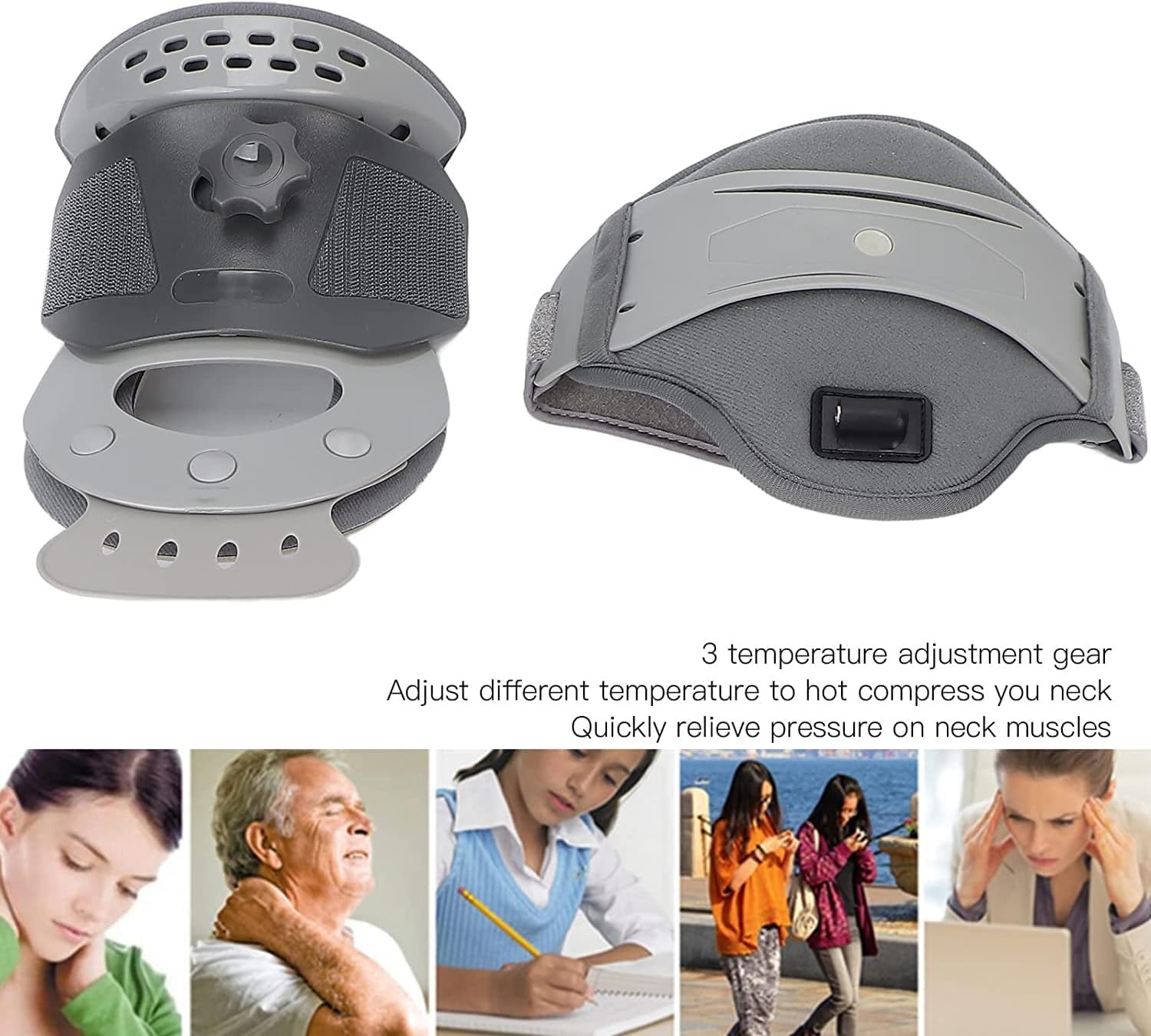 Supporto per Il Collo per Il Dolore al Collo, dispositivi di trazione cervicale, tutore con impacco Caldo, Stretching cervicale, Sollievo dal Dolore cervicale, barella di trazione,