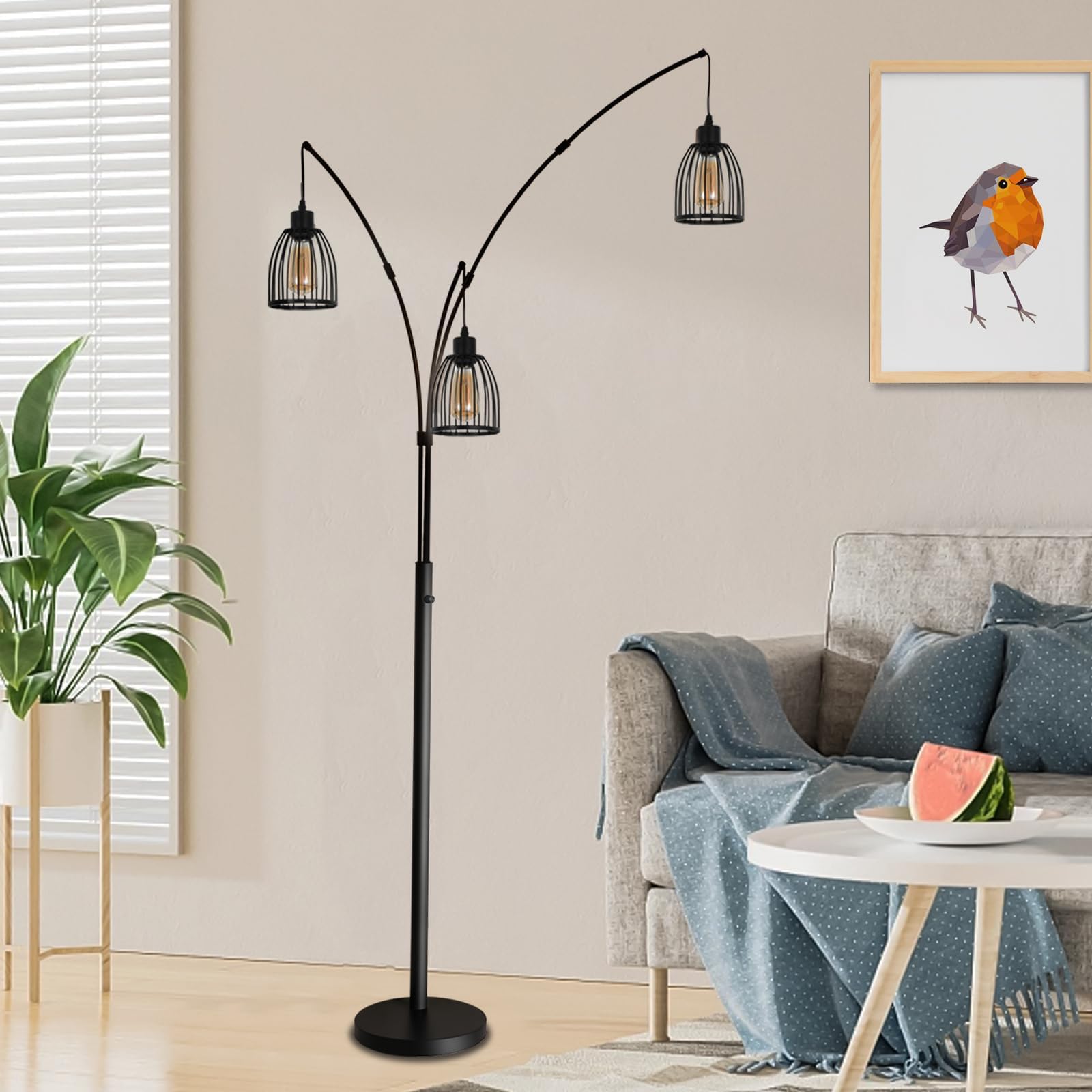 Lite Source LSF-8871PS/WHT Deion 3-Light Arch Floor Lamp, 9.25" x 18.75 ...