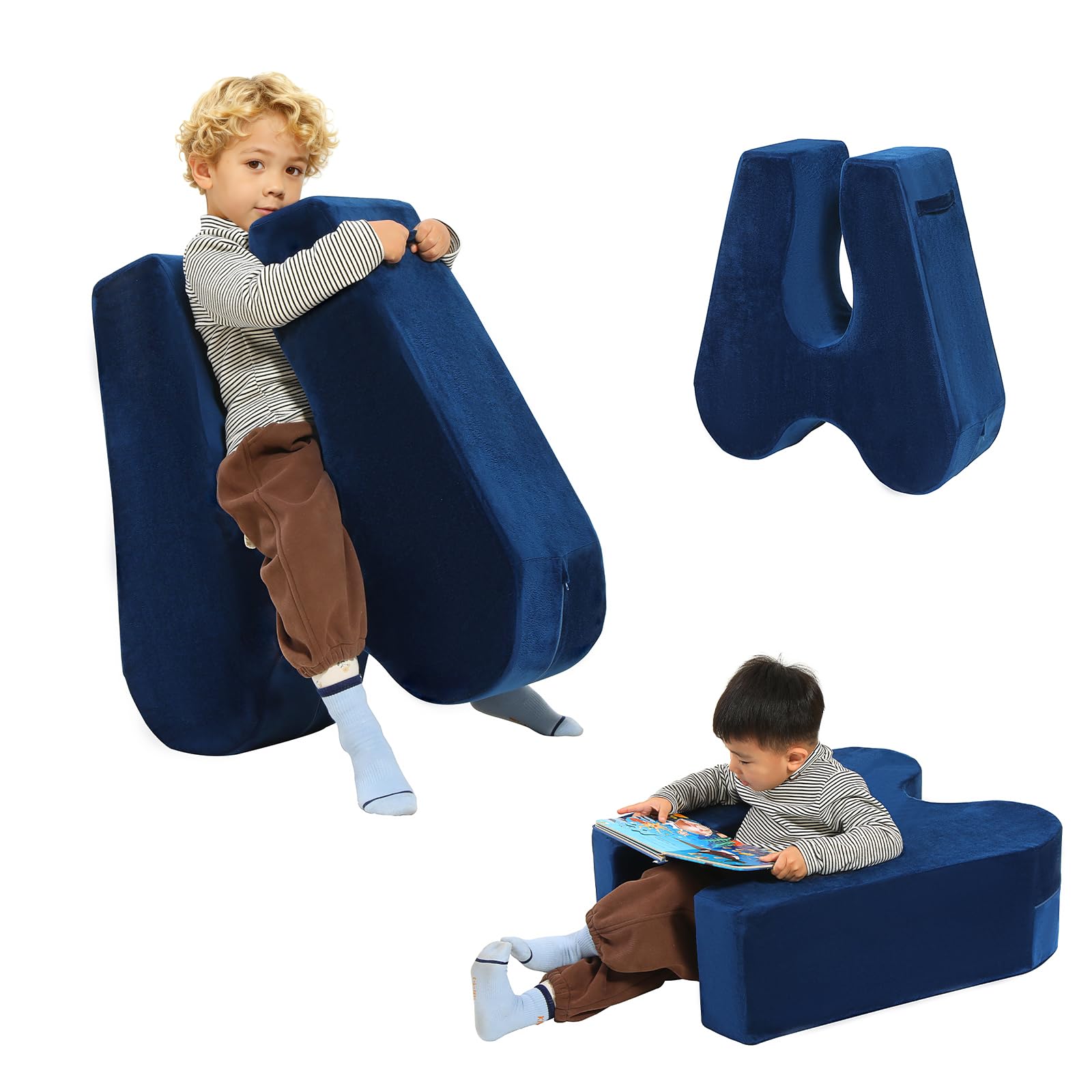 Photo 1 of NOVII Sensory Rocker Chair for Kids?Soft Squeeze Sensory Seat?Calming Compression Chair with Sensory Needs for Kids?Washable Cover?Easy to Move with Handle?Suitable for Sensory Rooms, (Royal Blue)