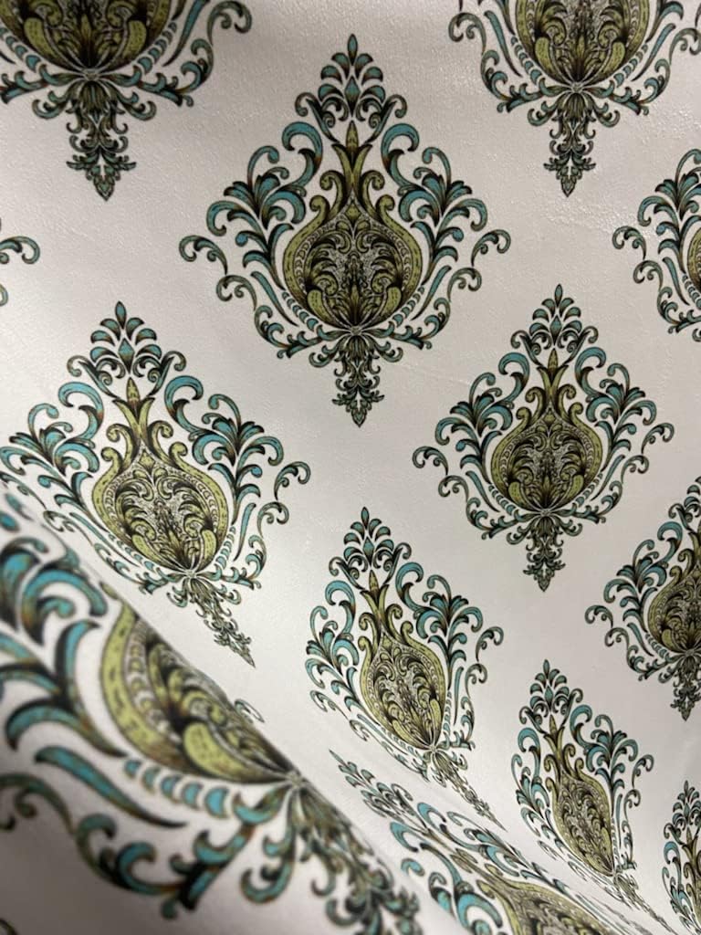 Damask Motif Design Luxurious Velvet Fabric Digital Printed Upholstery Material for Sofa Dinning Chairs Cushion Cover Craft - Width 54 inches - Fabric by The Yard - Blue