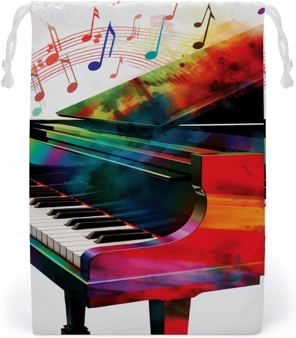Colorful Piano Keyboard Music Double Drawstring Storage Bag, Super Convenient for Packing Different Items When Traveling.