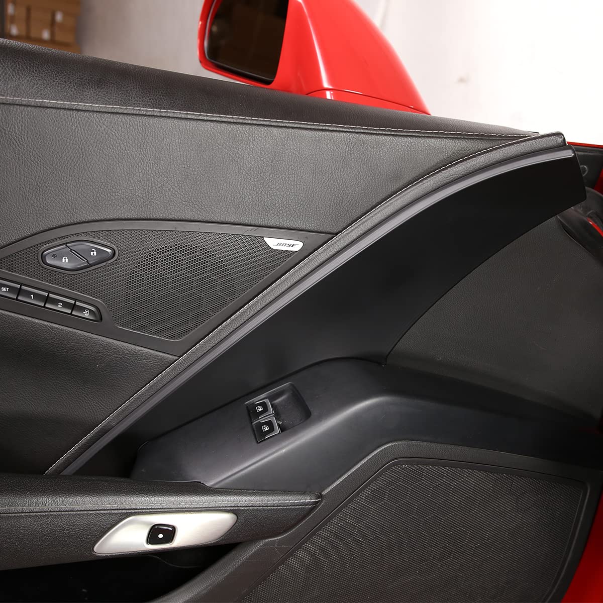 Plastik ABS, osłona wewnętrznej drzwi samochodu, naklejka wykończeniowa do Chevrolet Corvette C7 2014-2019, akcesoria do wnętrza samochodu (czarny matowy)