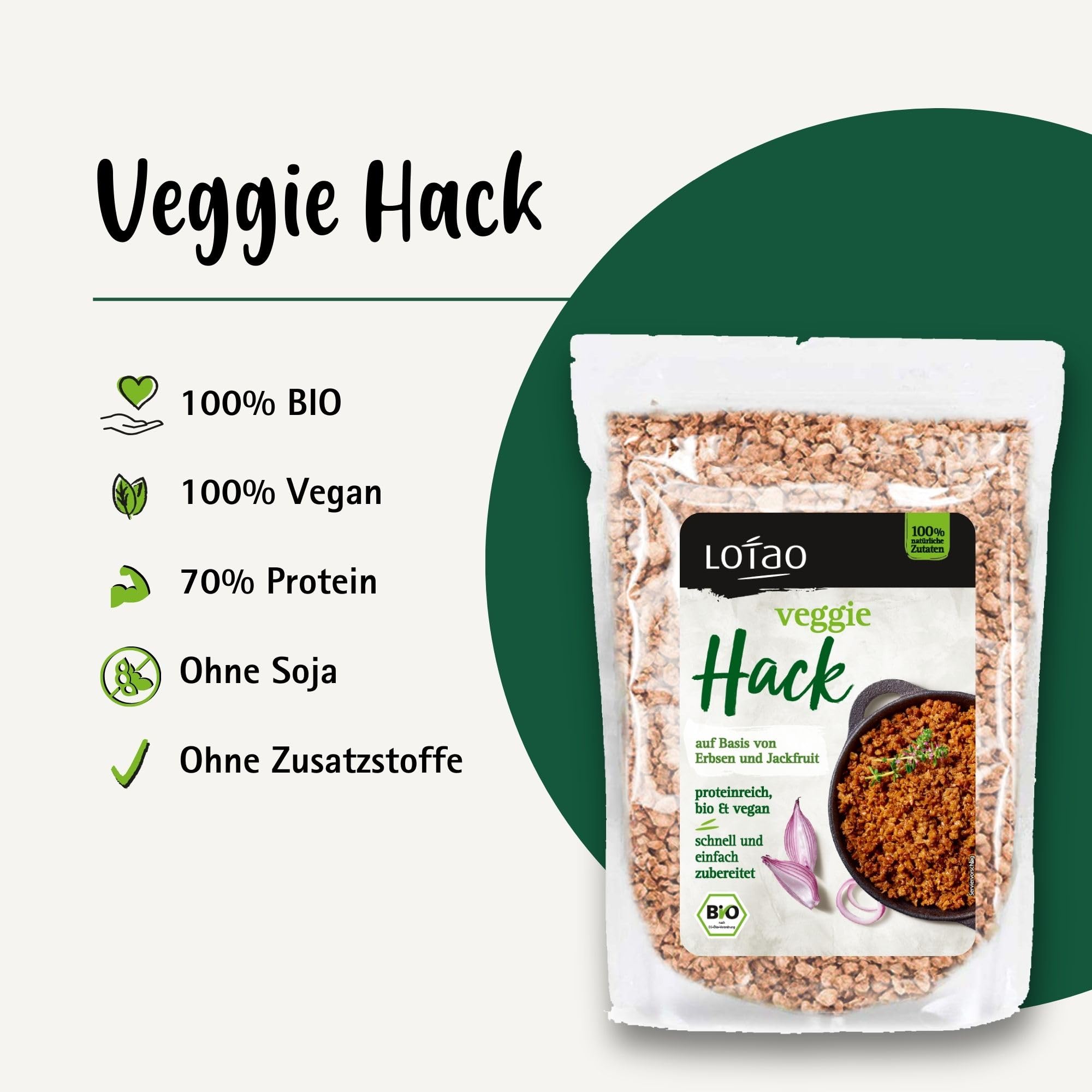 Lotao Veggie Hack Bio Vegan Proteinreich 1000g Erbsenprotein-Basis Jackfruit