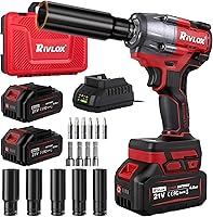Rivlox 1/2 Inch Cordless Impact Wrench 600Nm Brushless Kit - High Torque Power Tool with 4.0Ah Batteries, LED Light for Car Tires, RV, DIY