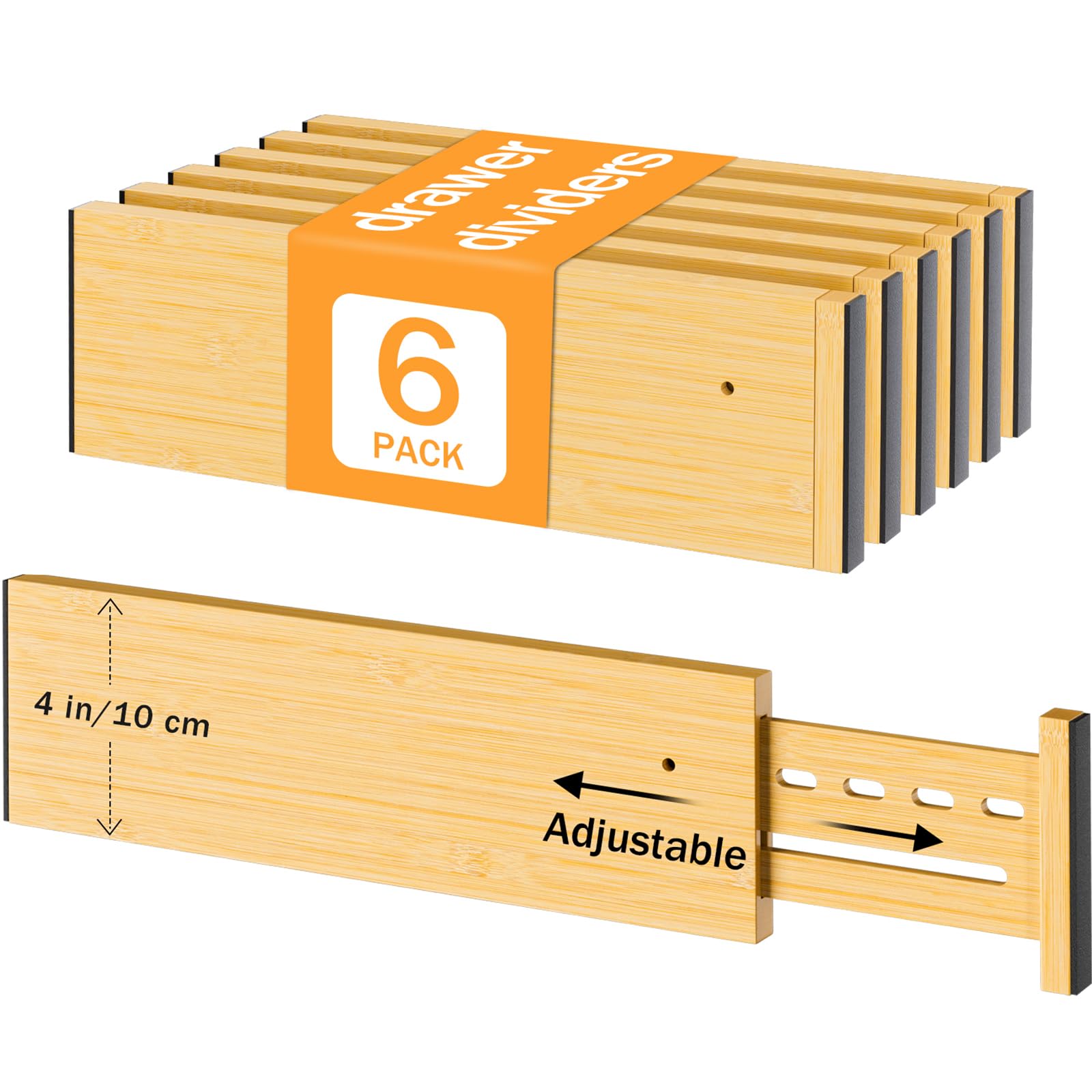 Schubladenteiler aus Bambus, 10,2 cm hoch, 32,5–45,7 cm, verstellbare Schubladen-Organizer für Kleidung, erweiterbare Kommoden-Trennwände im Schlafzimmer/Küche/Bad/Büro, Organisation und