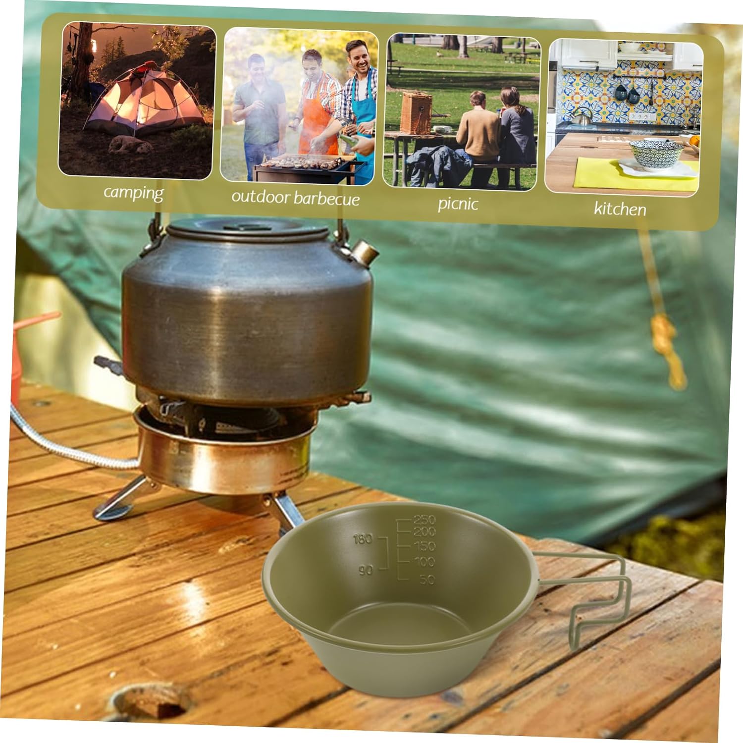 Milisten Camping Cup Stackable Bowl Outdoor Portable Soup Bowl Nonstick Surface Perfect for Hiking Picnic and Outdoor Cooking (250ml)