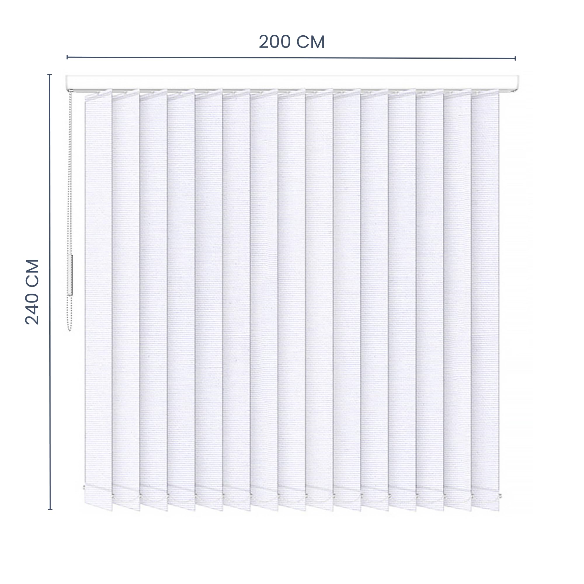 Store Californien tamisant L 200 x H 240 cm – Lames Verticales 127 mm – Chaînette – Fixation Plafond – (Blanc)