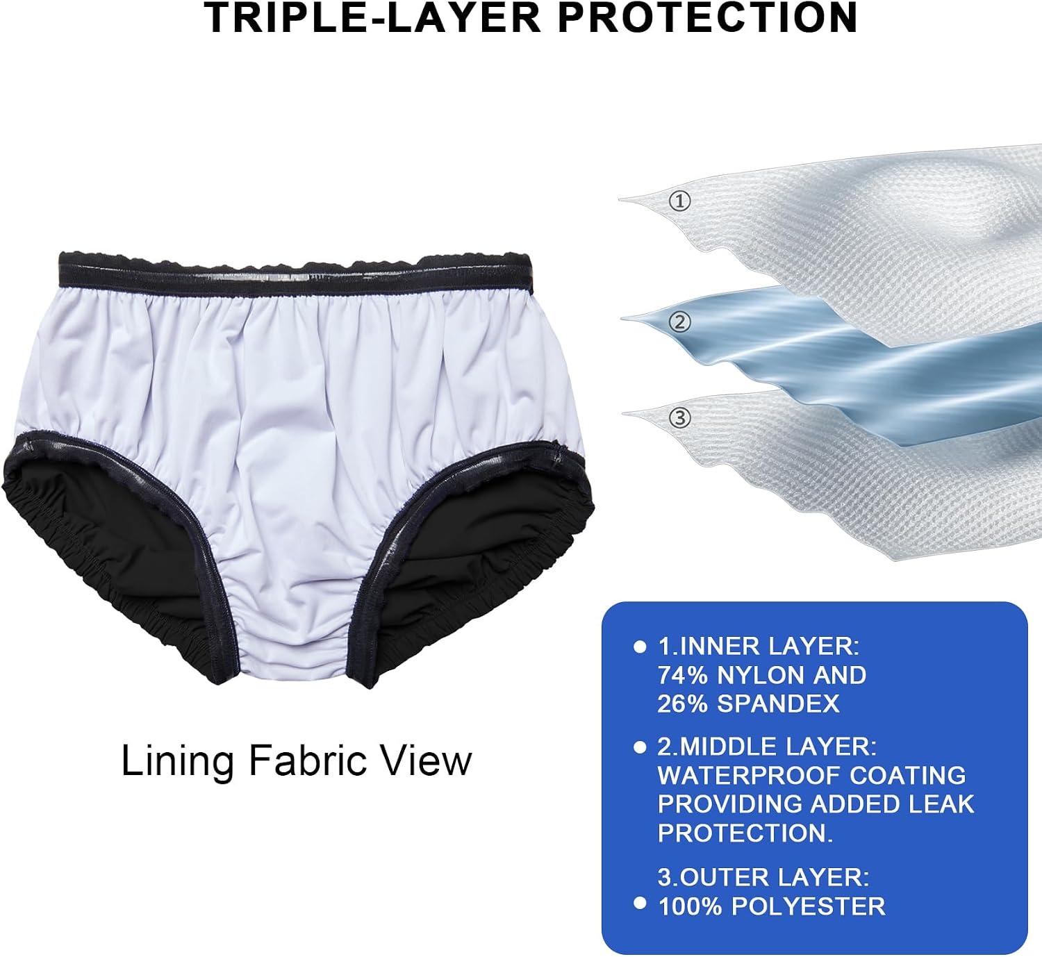 Adults Reusable Swim Diaper for Special Needs Incontinence Swimwear Waterproof Diaper Cover（Black，L）