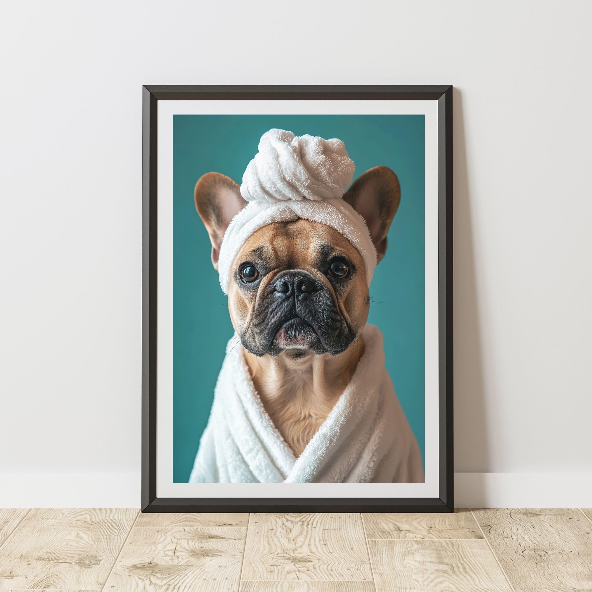 60 Second Makeover Photo Limited French Bulldog Towel Quirky Animal Print Bathroom Accessories Wall Art Posters Pictures For Bathroom Walls Home Accessories Home Decoration Funny No Frame - A4