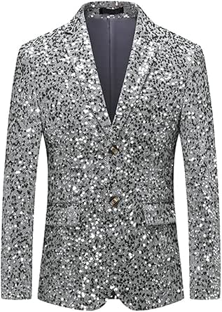 Sequin Slim Blazers Suit Jacket-Men