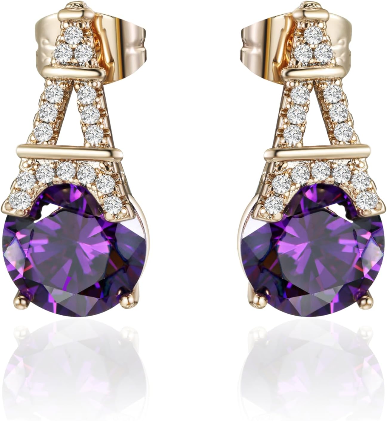 Alphabet Earring for Women, 18K Gold Plated Brass with Cubic Zirconia.