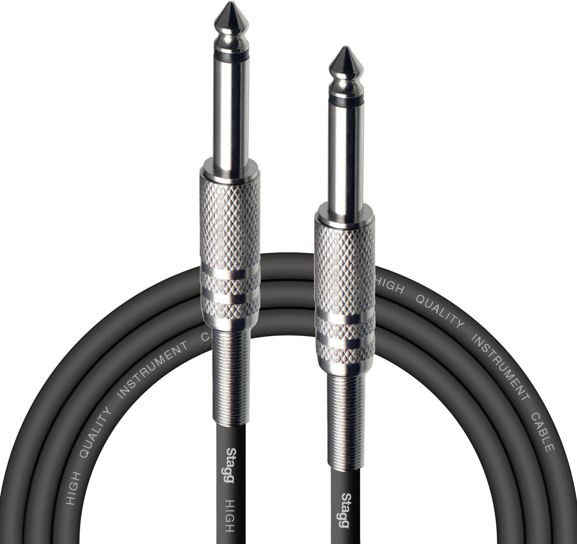 Stagg SGC3 3m, Phone to Phone Plug Instrument Cable, Black
