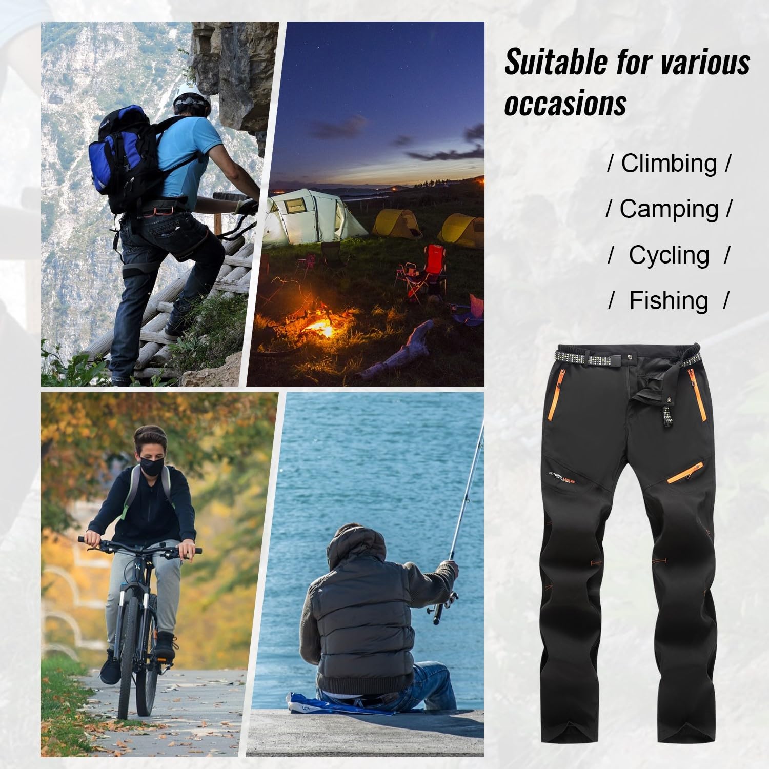 LHHMZ Pantalon de randonnée Homme Printemps-été Pantalon de Marche Sportive Respirant et Confortable Pantalon décontracté d'escalade de Trekking
