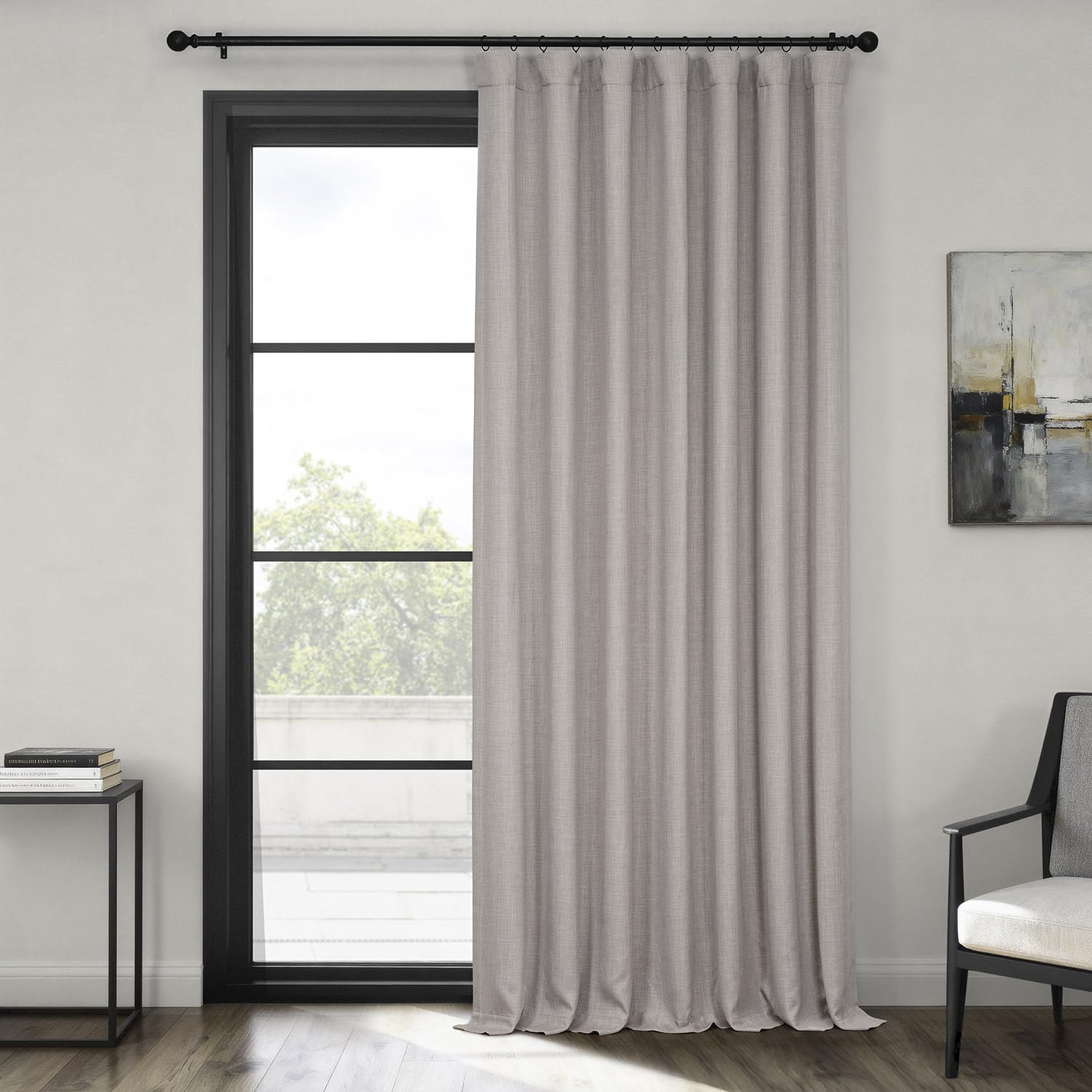 HPD Half Price Drapes - Faux Linen Curtains for Living Room (1 Panel) - 100W X 84L - Extra Wide Textured Room Darkening Curtains for Bedroom 84 Inches