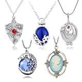 5 pcs Vampire Daywalking Katherine Sapphire Elena Gilbert Opening Vervain Locket Bonnie Necklaces Galaxy & Crescent Cosmic Moon Pendant Jewelry Set