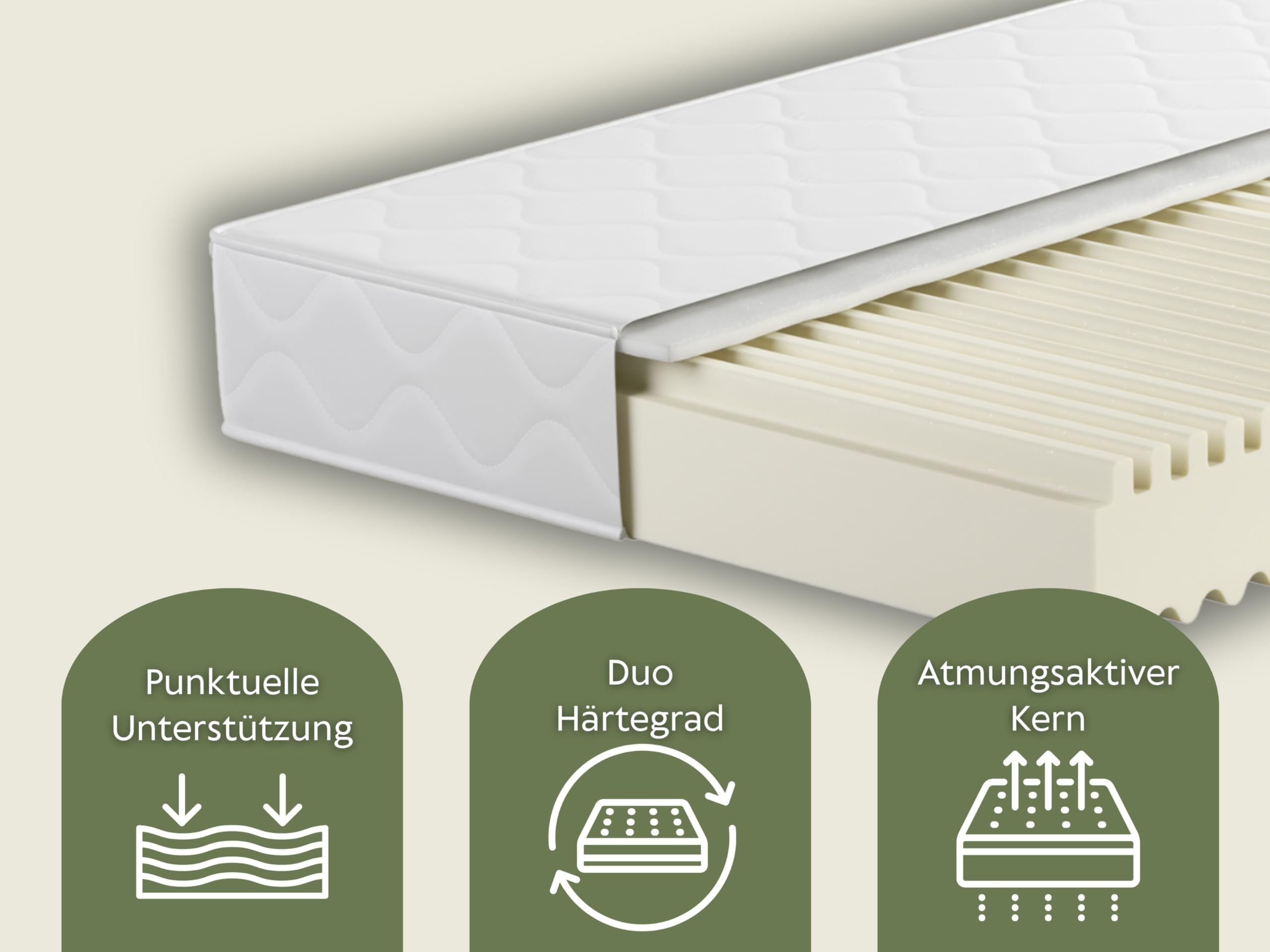 Badenia Trendline BT100 2-in-1 Duo XXL orthopädische 7-Zonen Komfortmatratze, 22 cm hoch, Härtegrad 2 und 3, 140 x 200, Öko-Tex zertifiziert, produziert nach deutschem Qualitätsstandard