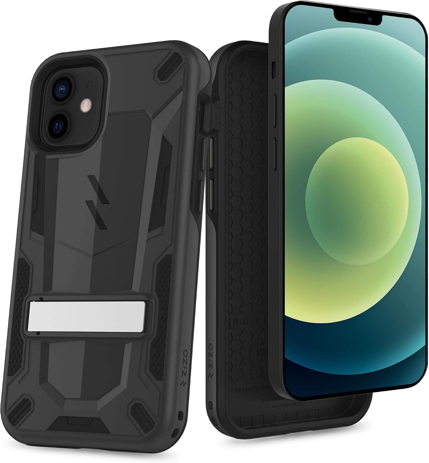 ZIZO Transform Series for iPhone 12 Mini Case - Rugged Dual-Layer Protection with Kickstand - Black