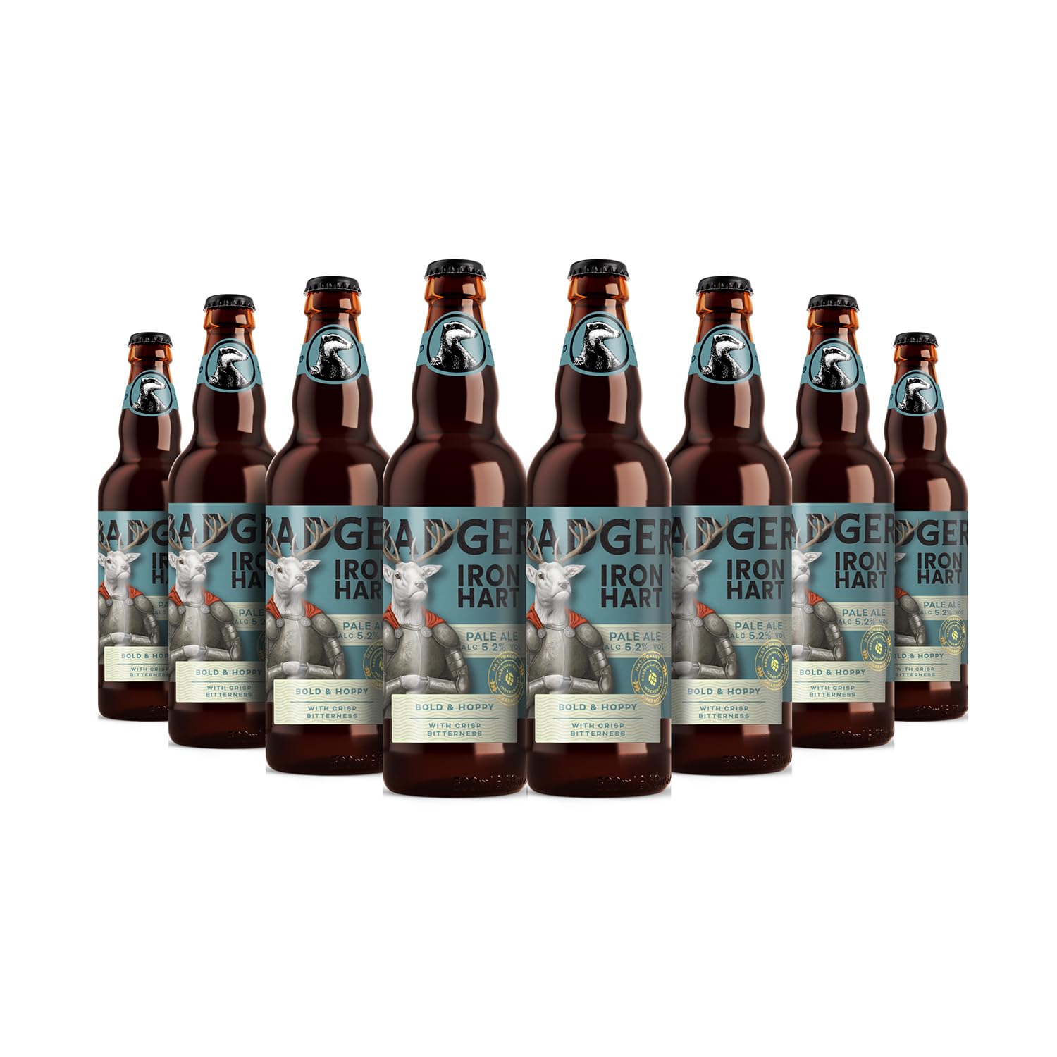 Badger Iron Hart Pale Ale (5.2% ABV) | Bold & Hoppy Pale Ale with Crisp Bitterness | Case of 8 x 500ml bottles