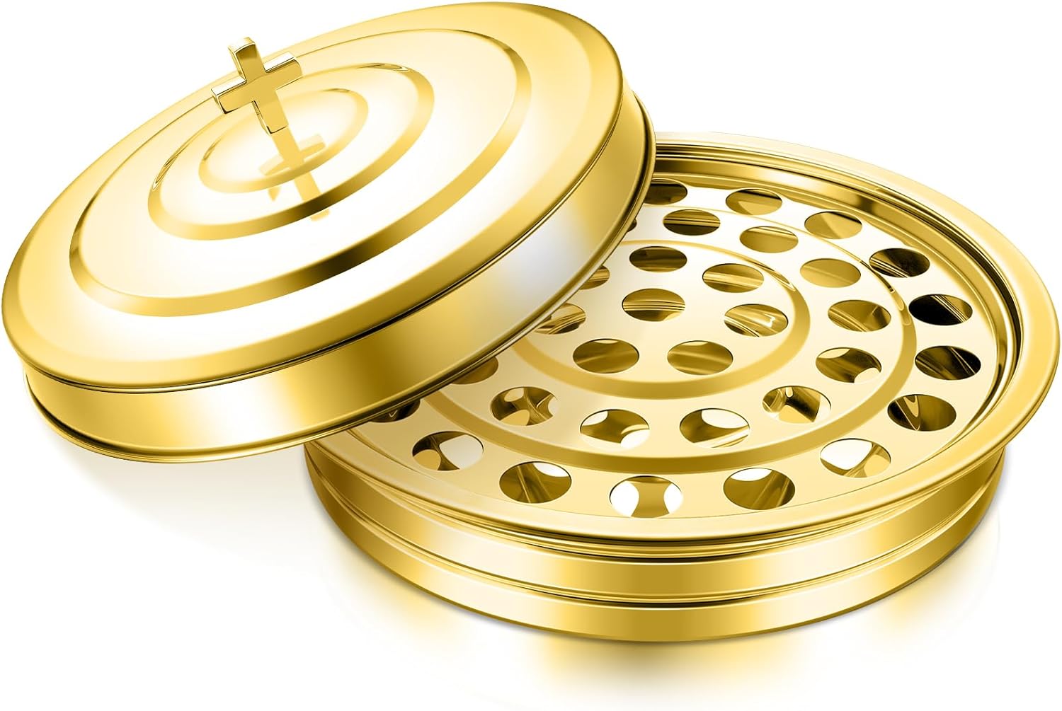 Holy Communion Tray for Churches with Lid Communion Set Stainless Steel Cup Tray with Cover Church Supplies Not Cups Included(Silver Color)