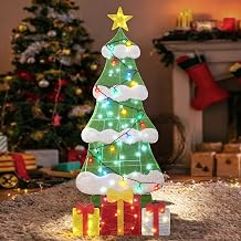 3ft 2D Christmas Tree Outdoor Decorations with 100 Twinkling LED Lights, 8 Light Modes, Large Holiday Yard Ornament for Patio, Lawn, Home Sphere