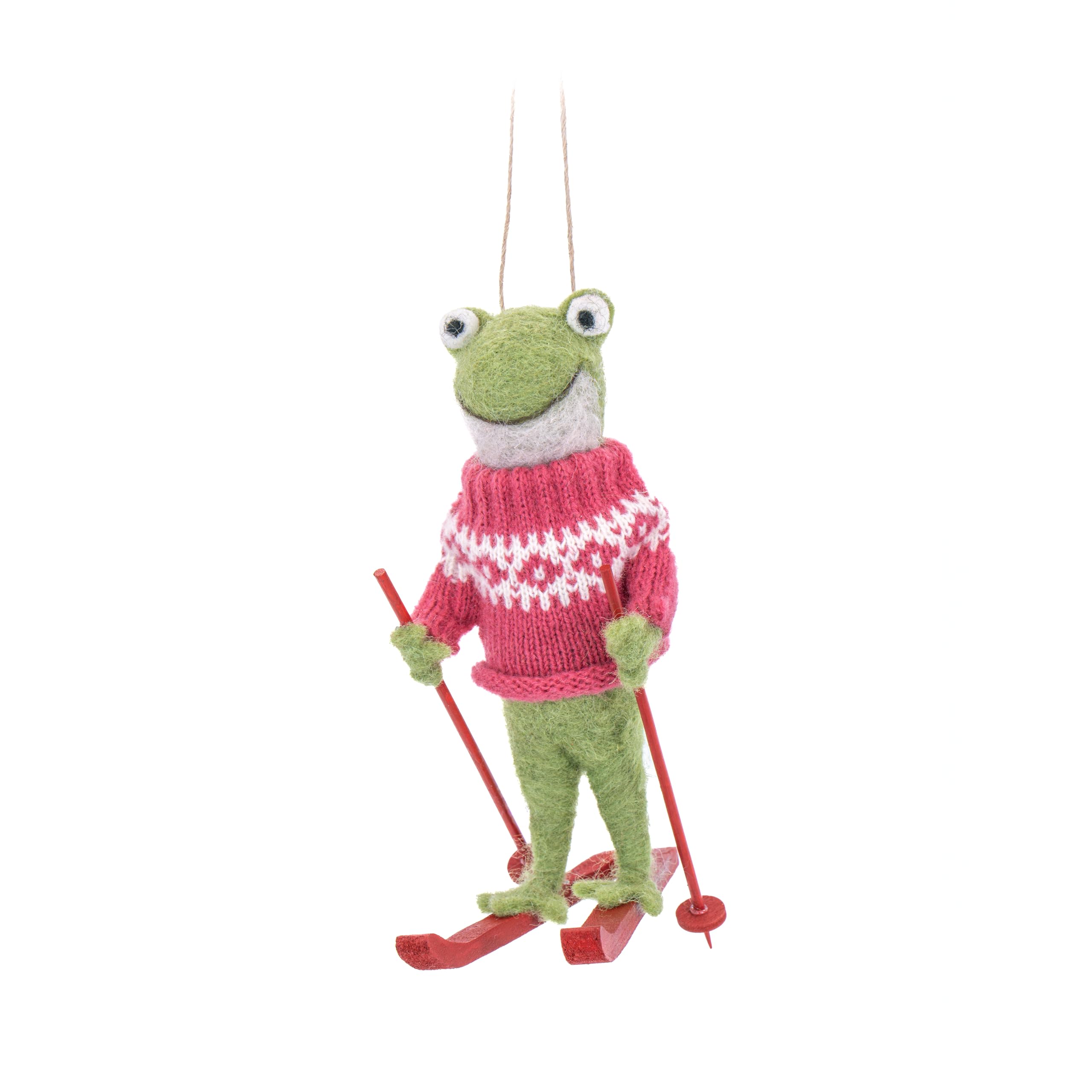 Sass & Belle Green Sass And Belle Skiing Frog Felt Decoration