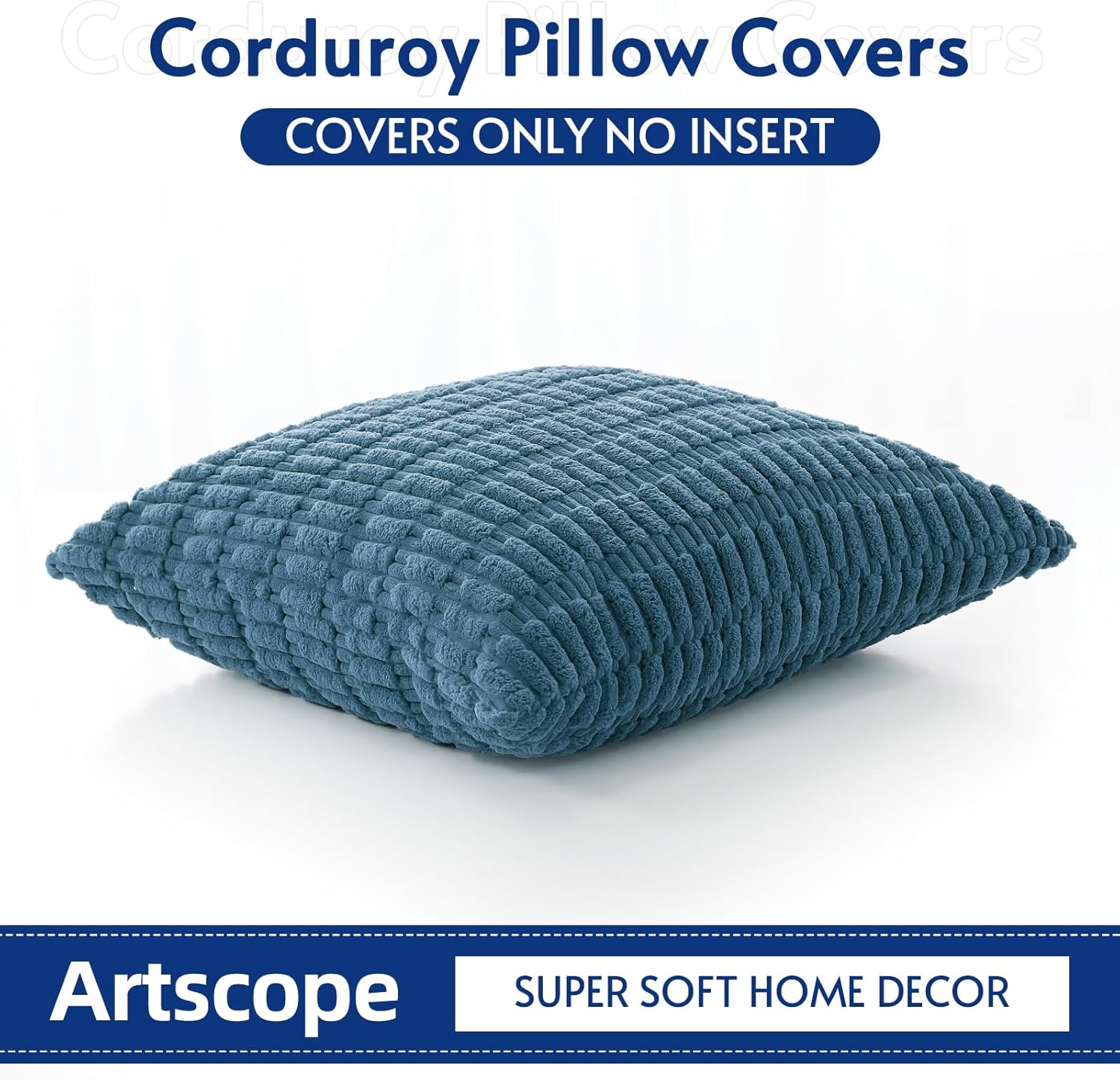 OTOSTAR Corduroy Decorative Throw Pillow Covers 18x18 Inch Super Soft Boho Striped Square Pillow Covers Case Modern Cushion Covers for Sofa Couch Bedroom Car Decor Teal - Image 5