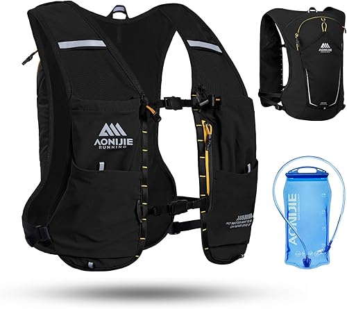 Miniatura 9 de AONIJIE Chaleco de hidratación para correr para hombres y mujeres, mochila de hidratación de 8 litros, diseños de bolsillo para botellas