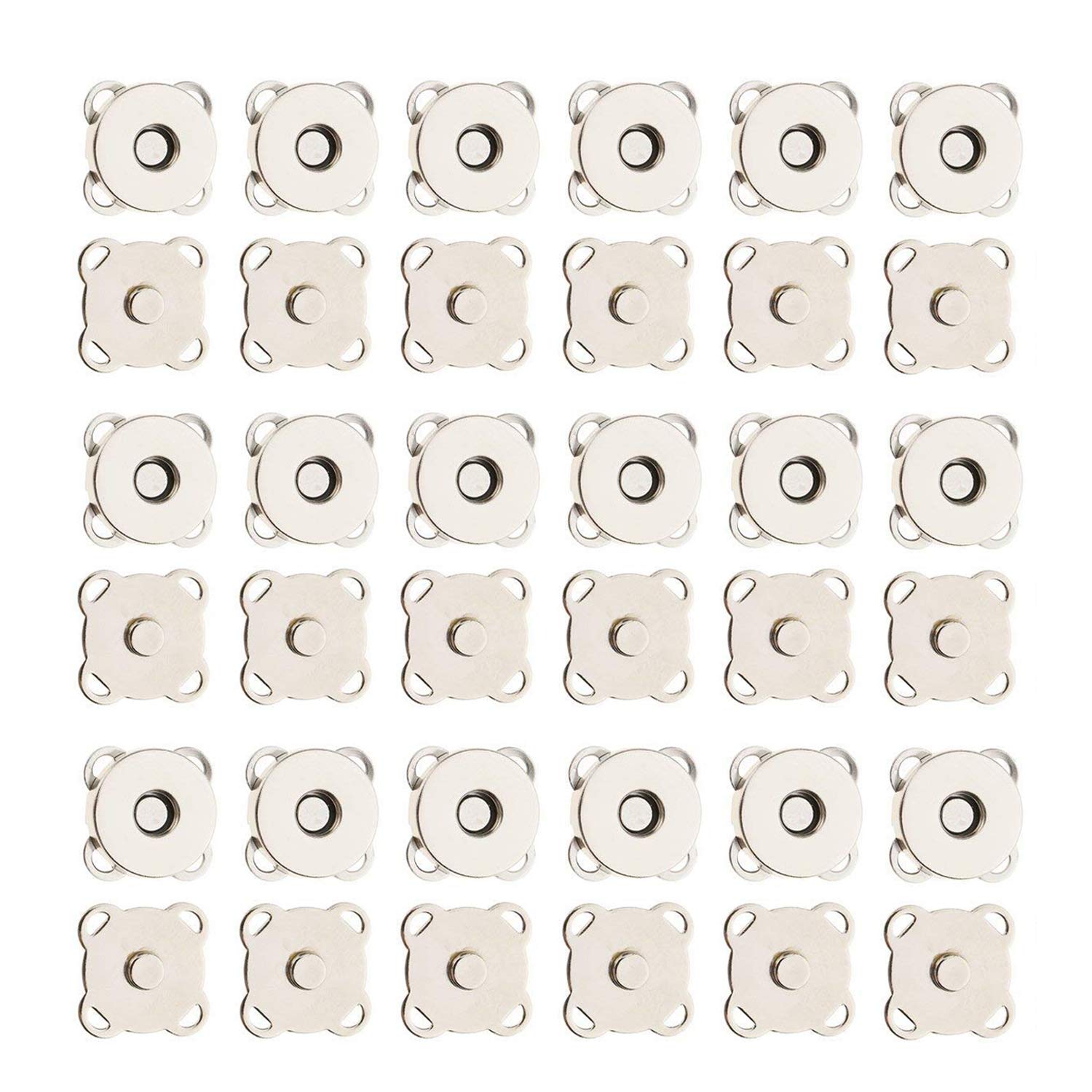 Cierres magnéticos de metal, accesorio de costura para ropa de bricolaje, manualidades, bolsos, abrigos de cuero, chaquetas y bolsos (18 mm, plata, 2 piezas) [Plata (14 mm) 50]