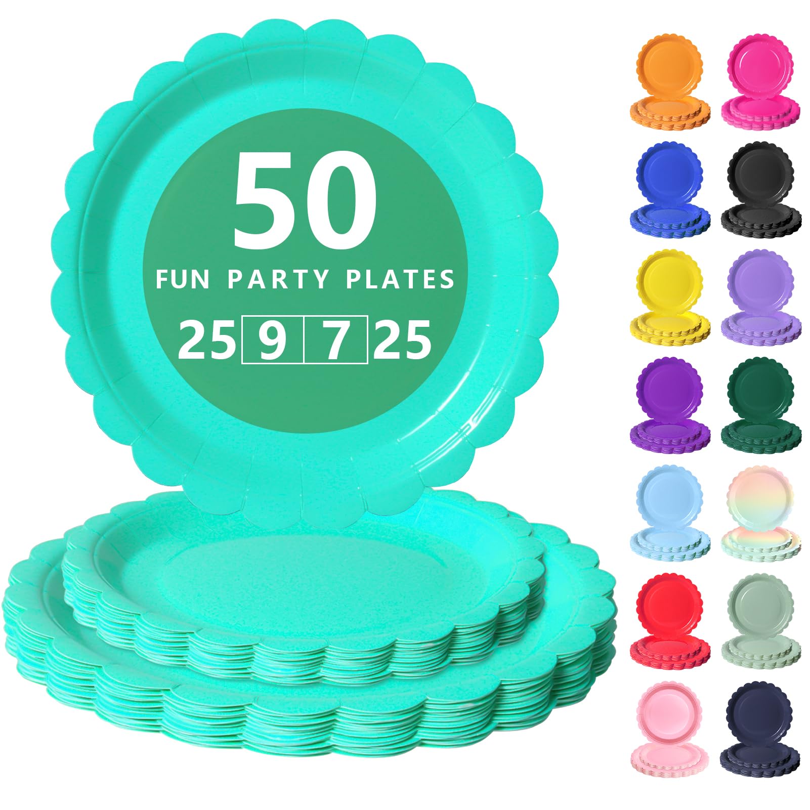 Nkaiso 50 Pcs Turquoise Disposable Party Paper Plates Set