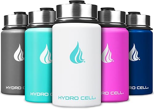 Miniatura 170 de HYDRO CELL Botella de agua aislada de acero inoxidable con pajilla, para bebidas frías y calientes, frasco de vacío de metal con tapa de rosca y