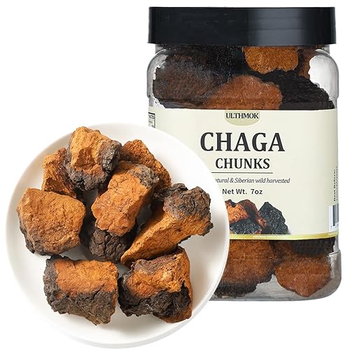 Trozos de hongos Chaga prémium de 7 onzas/7.02 oz, té de hongos Chaga natural seleccionado, cosechado 100% siberiano silvestre.