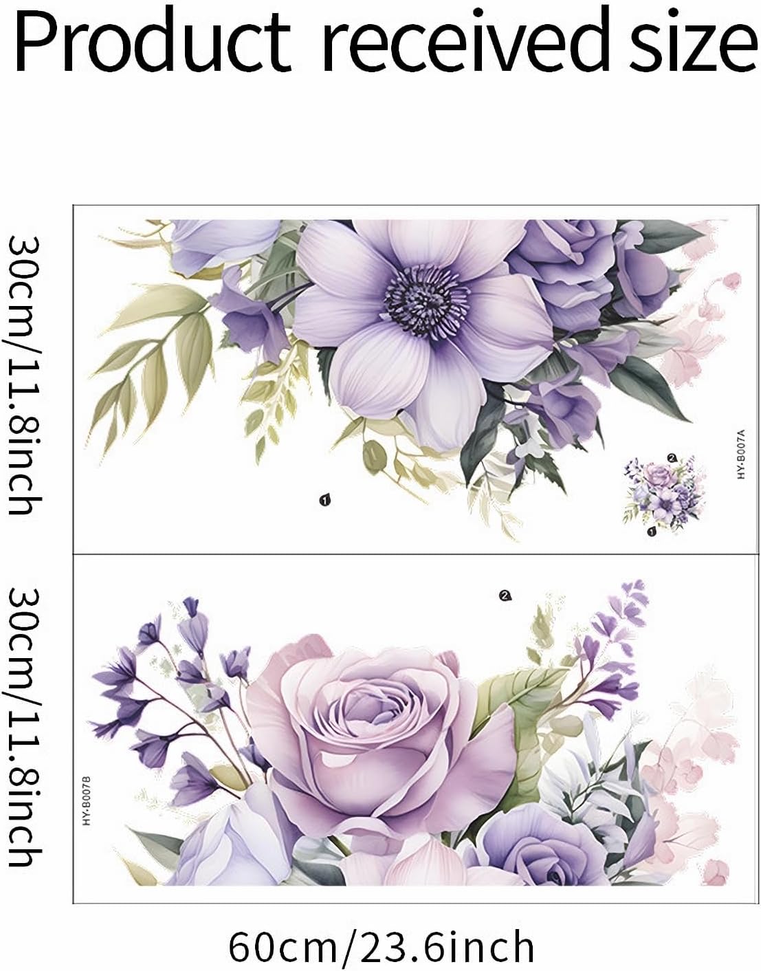 Purple Rose Daisy Flower Wall Stickers, sacinora Watercolor Romantic Floral Art Wall Decals Removable Vinyl Peel and Stick for Living Room Bedroom Nursery Sofa TV Background Decorations - Image 5
