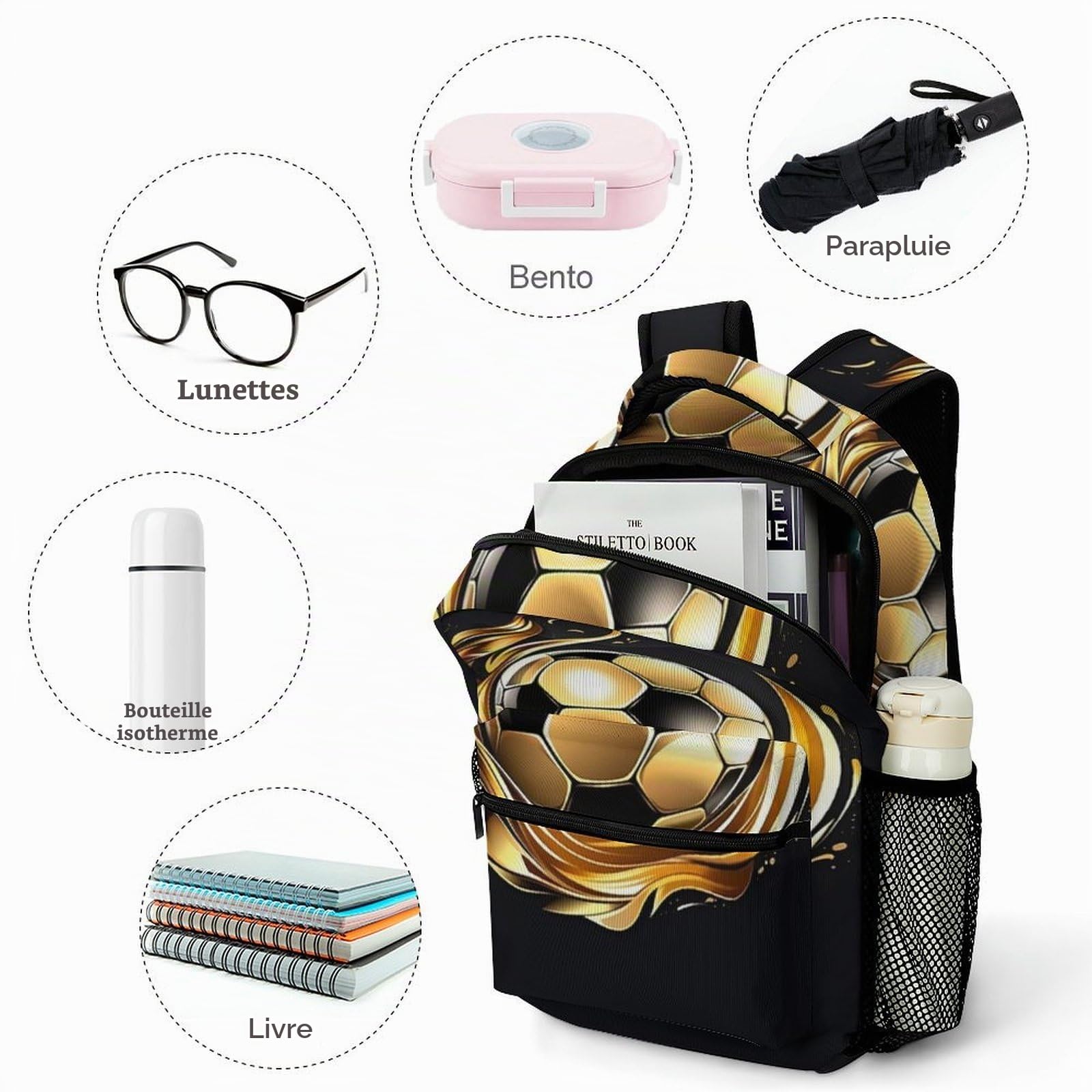 Sacs À Dos football Cartables Enfants Sport Sacs D'école Sac Ecole Sac De Livre Pour Garcon Filles One Size