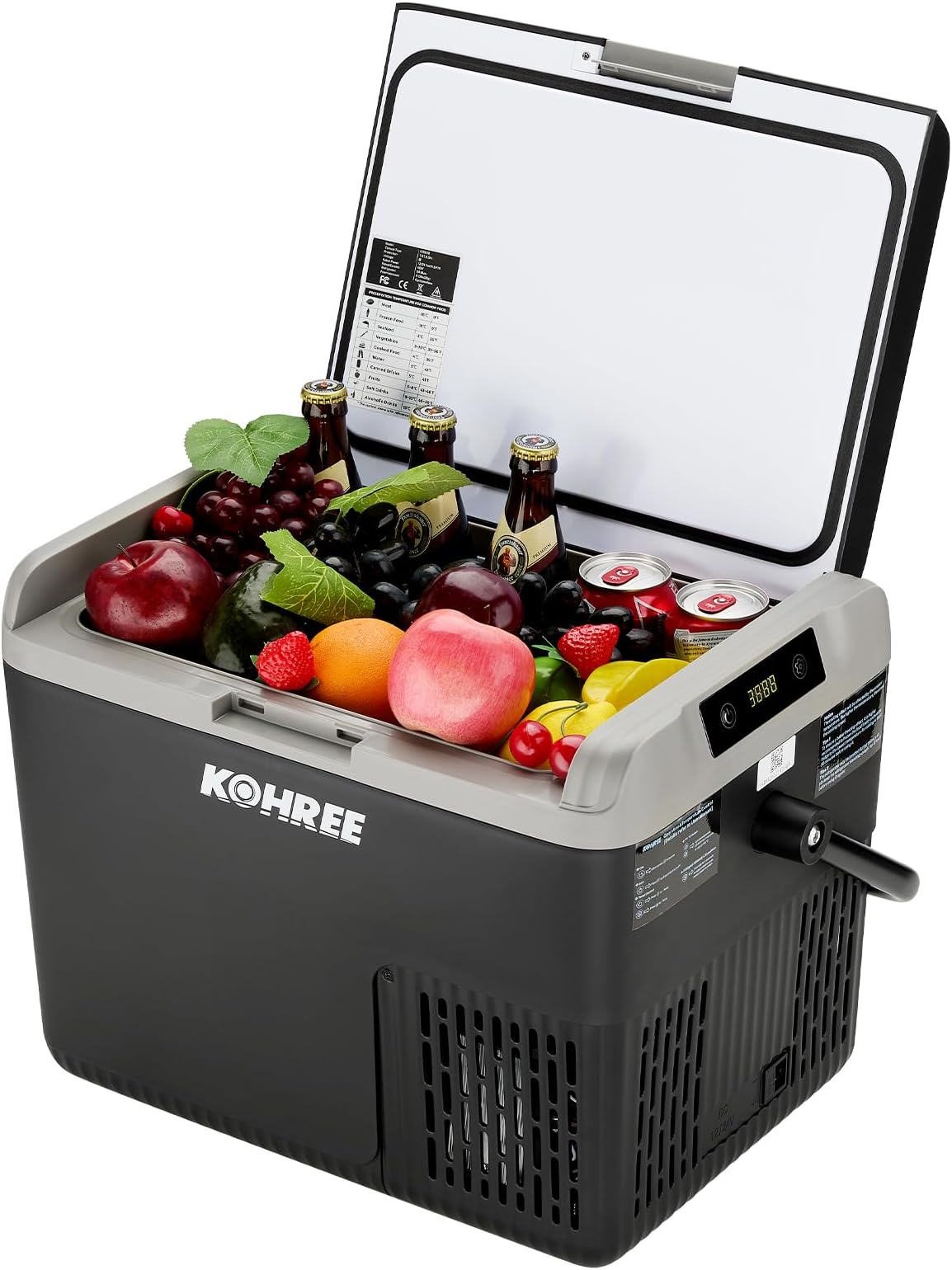 12 Volt Car Refrigerator, 19QT(18L) Car Fridge with Large Handle, -4℉~68℉ 12V Electric Cooler 12/24V DC 12/24V DC, 110-240V AC Compressor Portable Freezer for Camping Road Trips Travel