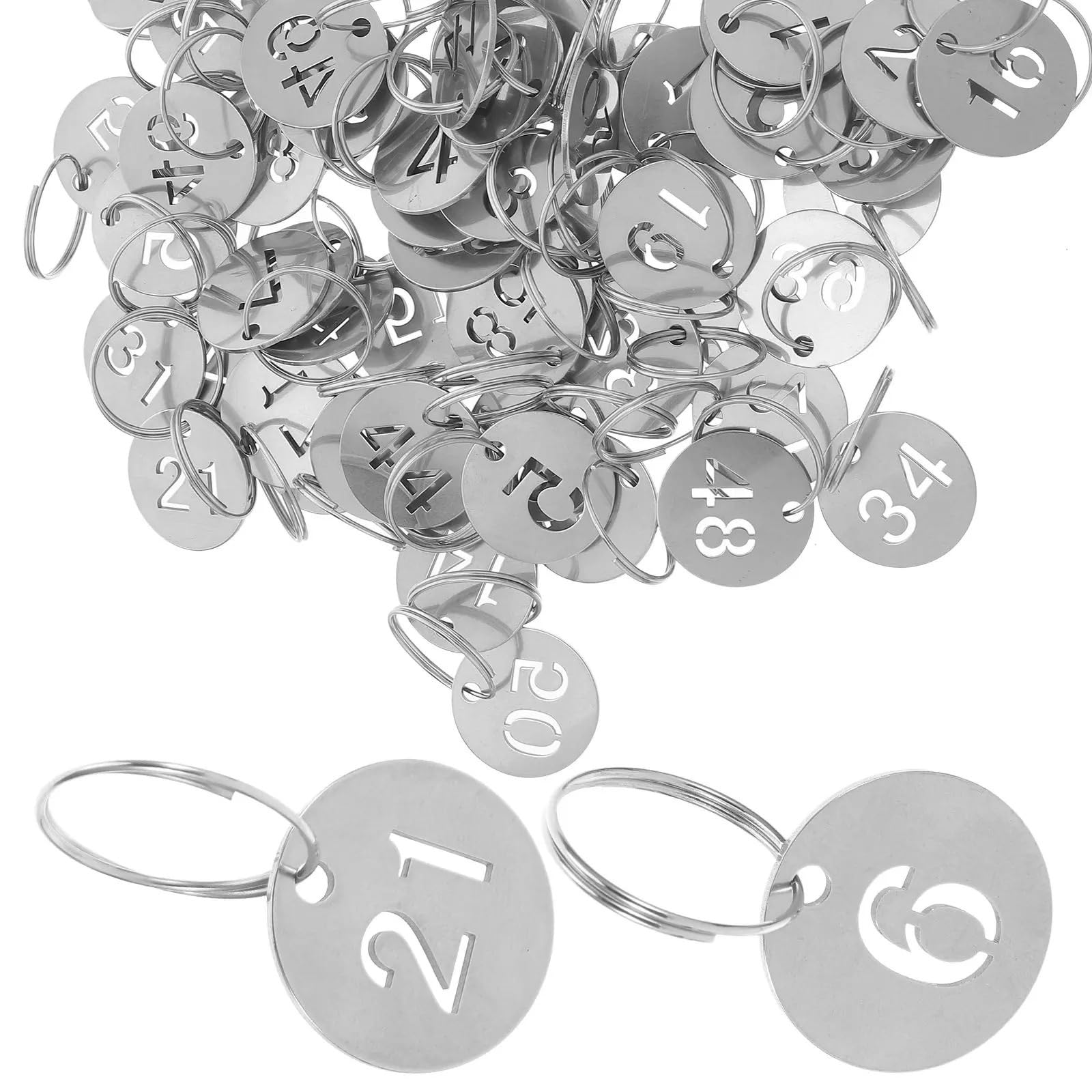 30 targhette identificative in plastica in acciaio inox, rotonde, numerate, in metallo, per eventi, squadre di campeggio, armadietti, per ufficio, hotel, caselle postali, dormitori, chiavi di