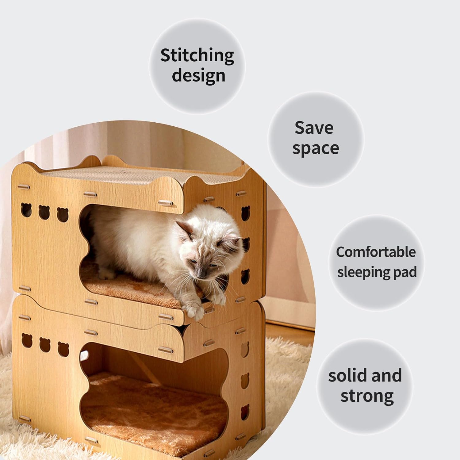 review Cardboard Cat House Large Cat Scratchers Lounge Bed for Indoor Cats Board Wood Double Layer Cat House with Scratch Pad Cardboard Cat Scratcher with Box