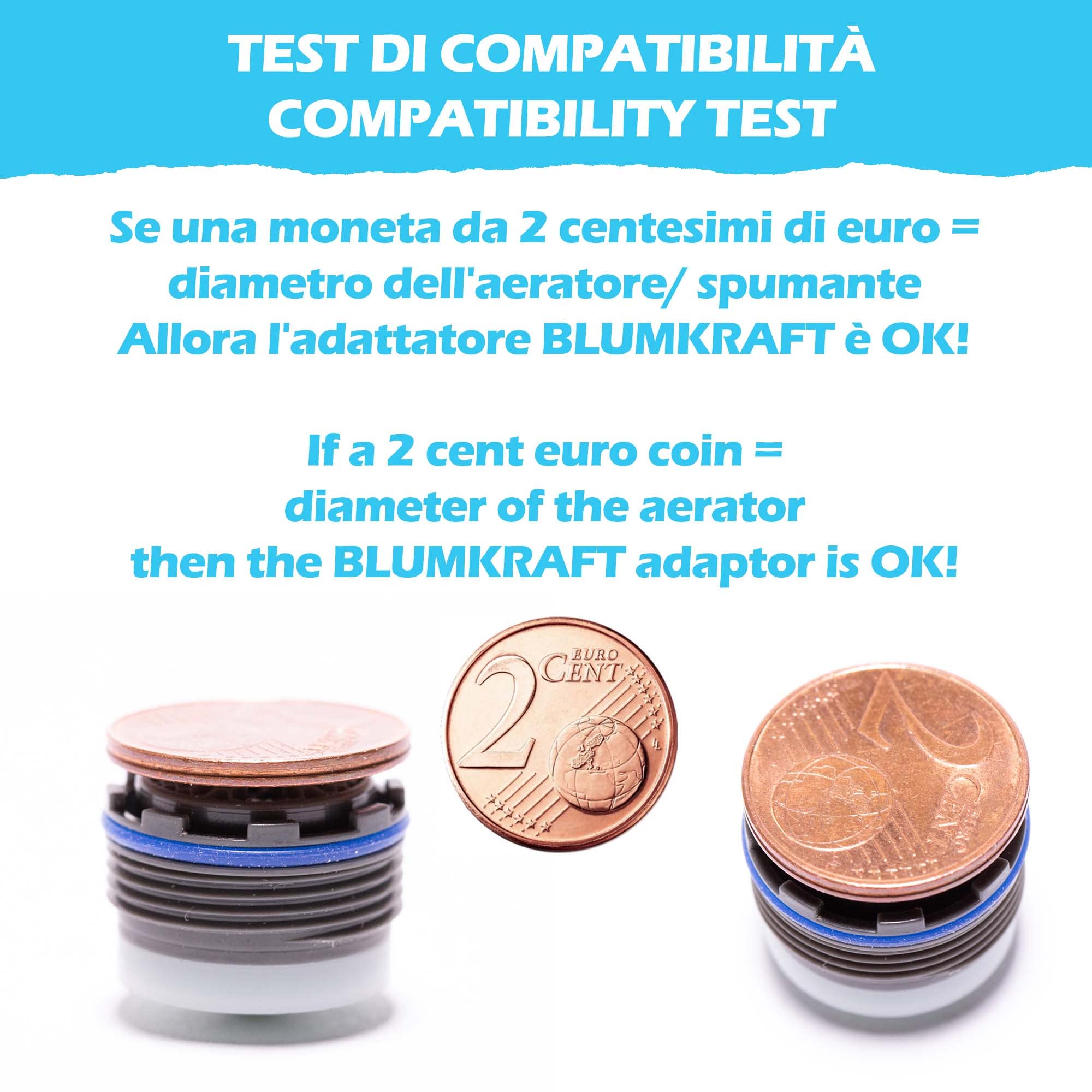 Adattatore per rubinetto miscelatore M18,5 - M22 per IKEA, GROHE, Neoperl TJ, filtro BRITA
