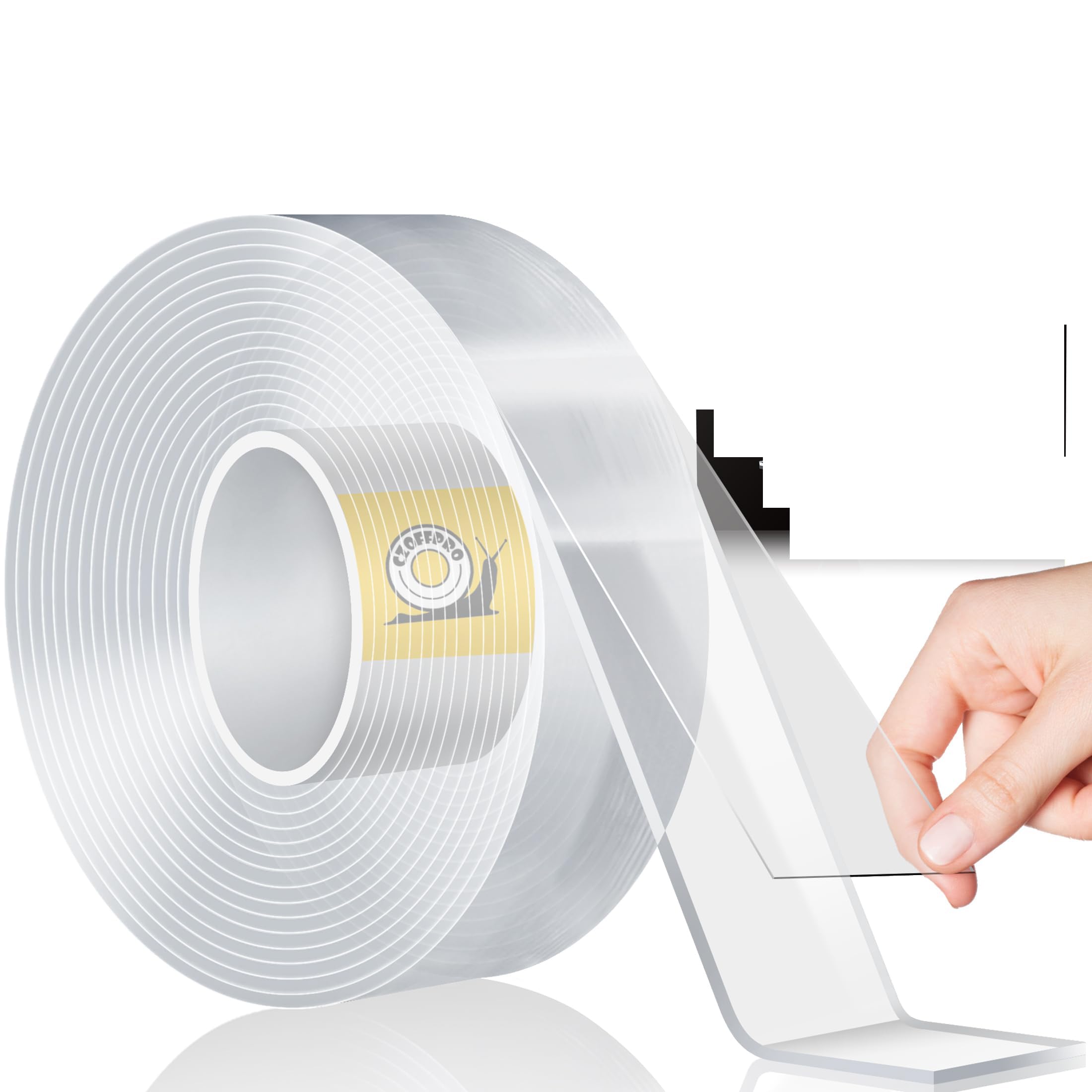 NALACAL 2 Pack Double Sided Tape Heavy Duty for Walls, Removable Adhesive, Strong Sticky Strips for Carpet, Poster, Mounting - Transparent Two Side - 13.33FT