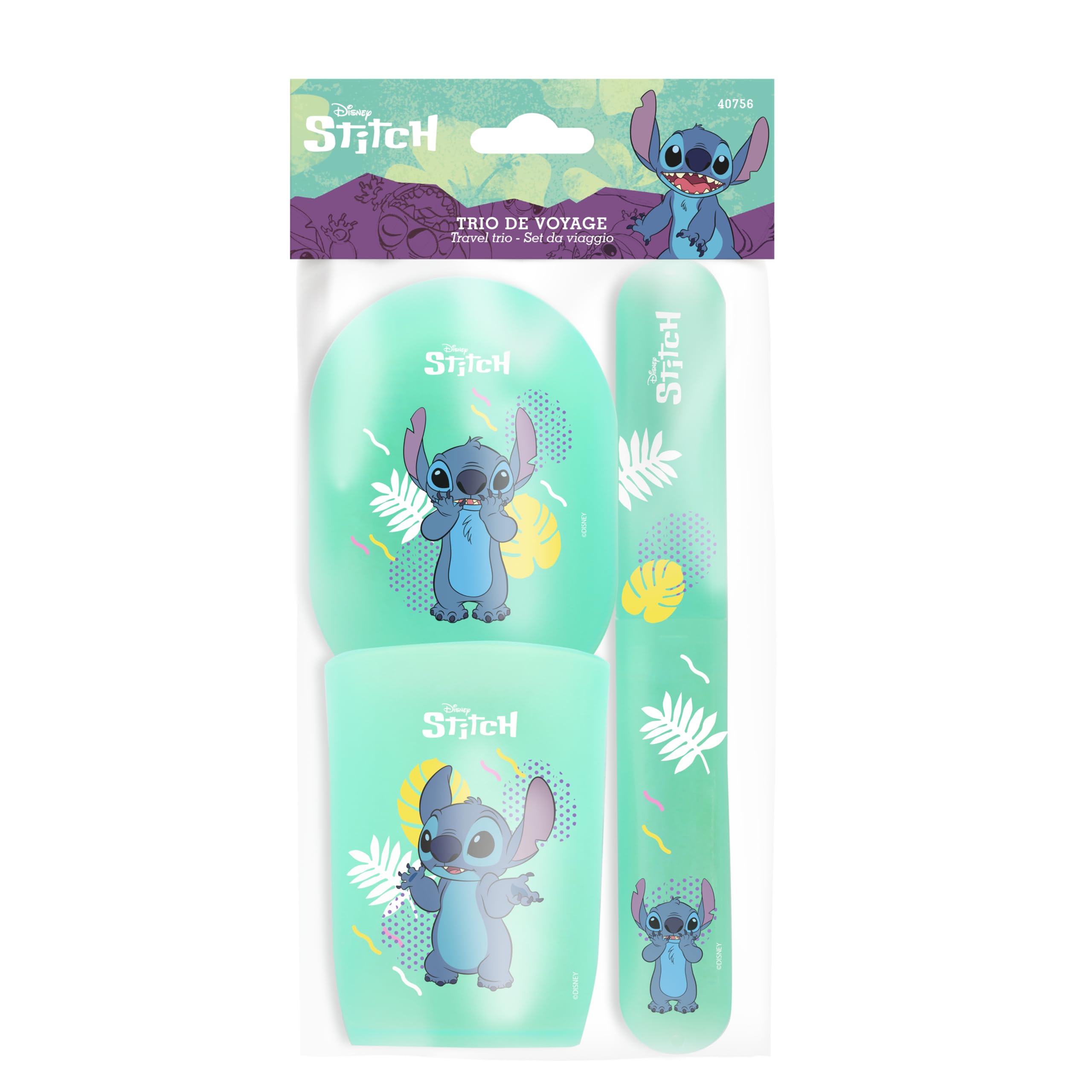 DISNEY Stitch - Trio of Cups - Toothbrush Case - Tumbler - Soap Case - Official Product