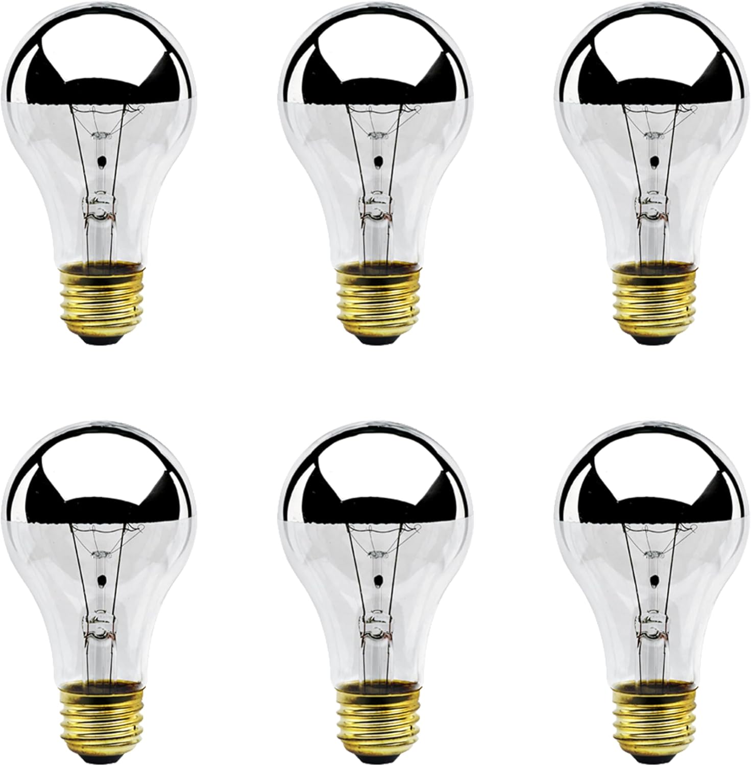 Bulbrite 60A19HM Half Chrome 60W A Shape Bulb (6 Pack)