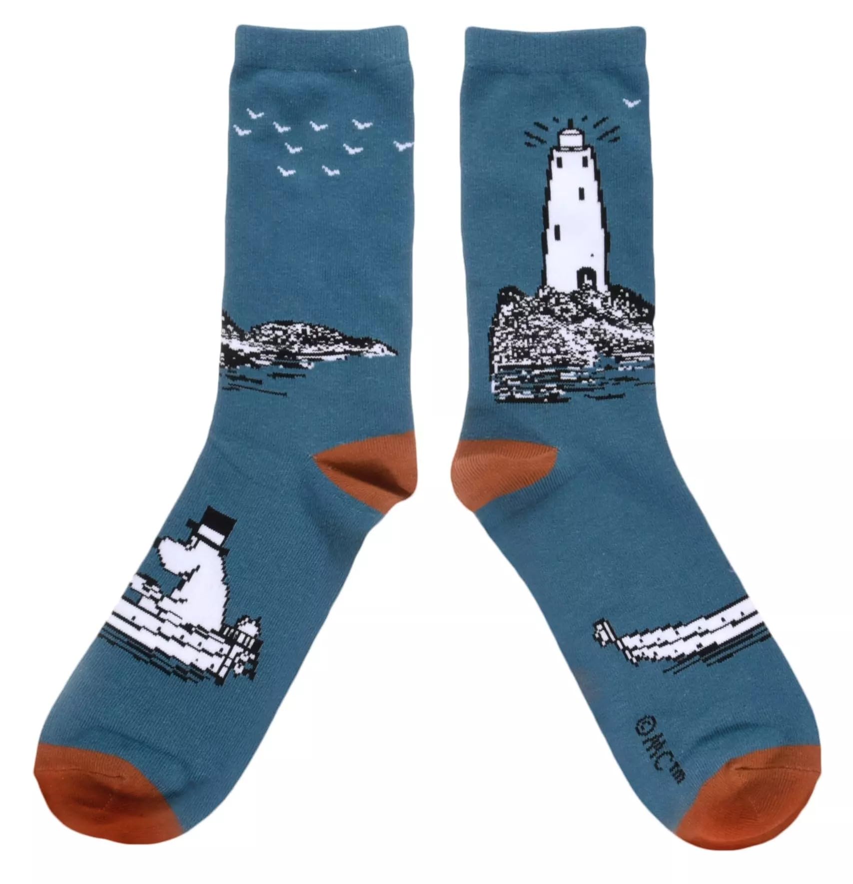 Nordicbuddies Men's Dark Turquoise Moominpappa At Sea Socks, Green, Eu40-45, Uk6.5-10