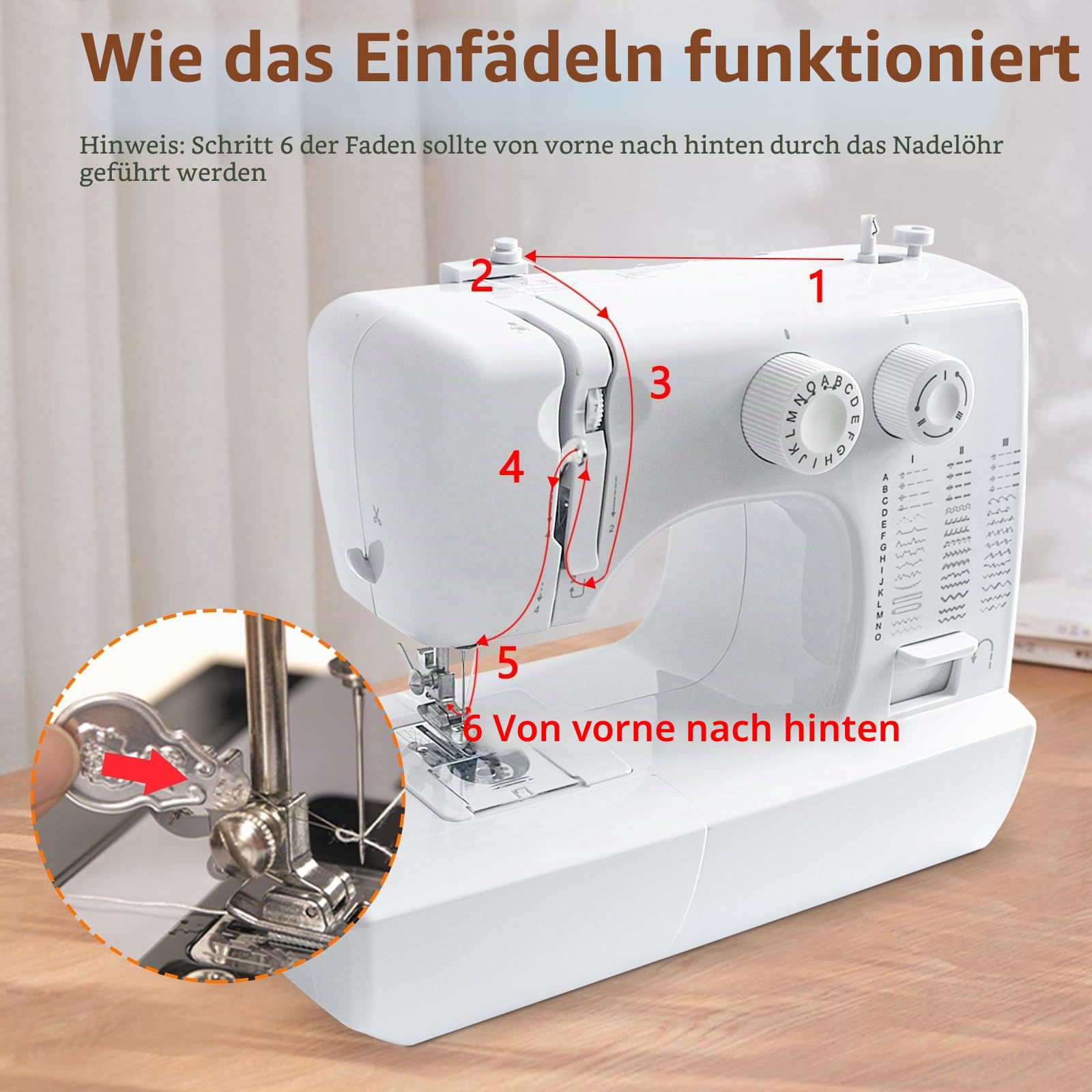 Nähmaschine für Anfänger Verbessert, 45 Stichprogrammen kleine nähmaschinen Mini Sewing Machine, Elektrische Nähmaschine Kinder mit Großes Fußpedal & Nähset & LED-Nählicht