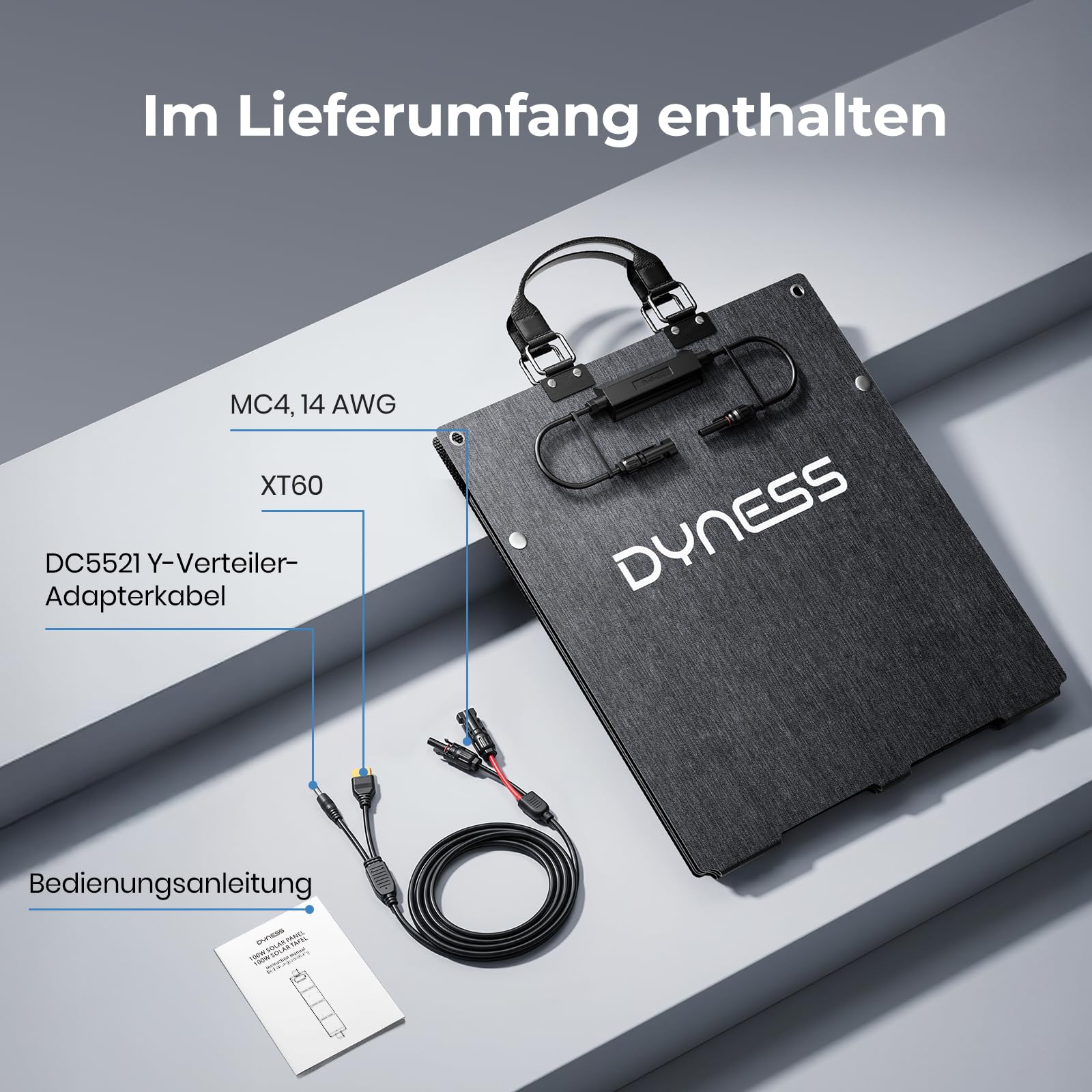 Dyness 100W Faltbares Solarpanel für Powerstation mit Monokristalline Solarzelle, 23% Wirkungsgrad, IP68 Wasserdicht, MC4/ /XT60/DC-Ausgängen, Tragbares Solarmodul für Wohnmobil Camping Solaranlage