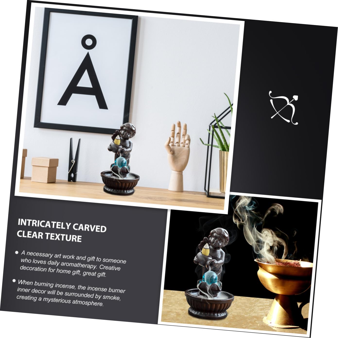 Porta Incenso ad Anello Angelo Bimbo in Ceramica, Flusso Inverso
