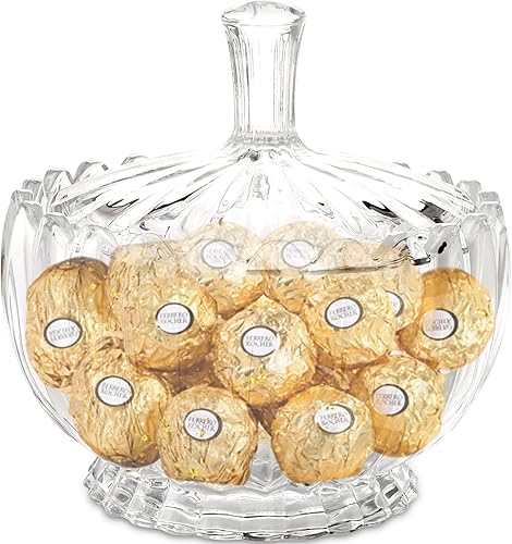 Miniatura 3 de DEAYOU Paquete de 2 platos de cristal para dulces con tapa, recipiente grande para azúcar cubierto de cristal de 34 onzas, recipiente de