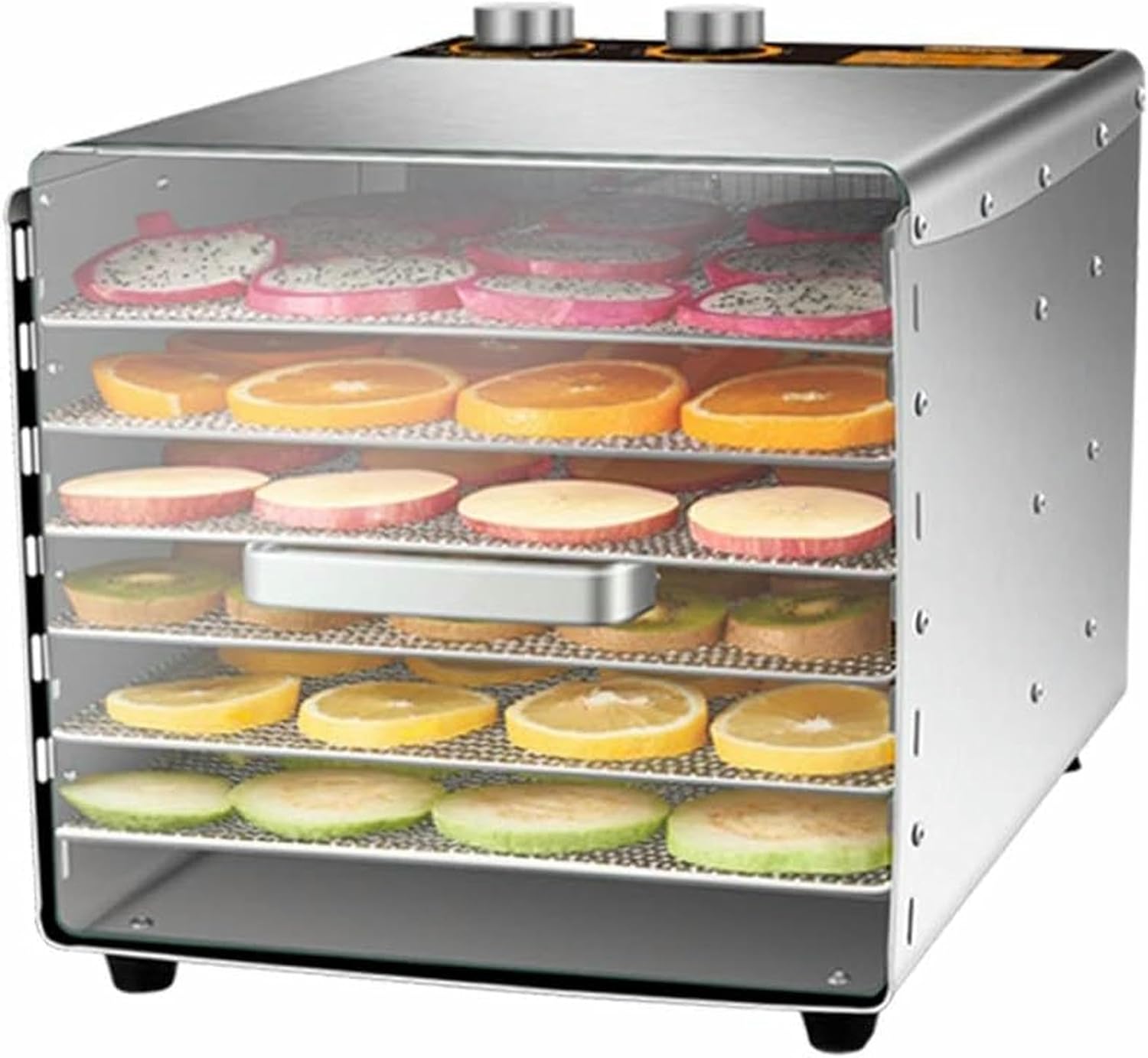 Dry Food Dehydrator, Fruit Vegetable Dehydration Dryer Machine, Stainless Steel Meat And Snack Dehydration Air Dryer With 6 Trays