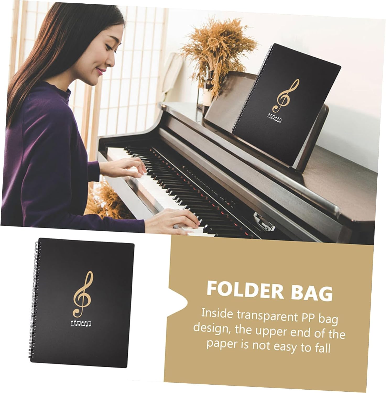 ULTECHNOVO A4 Plastic Music Folder for Sheet Music and Piano Scores, Multi-Layer 30-Sheet Folder with 60 Pages, Document Holder for Performance and Practice
