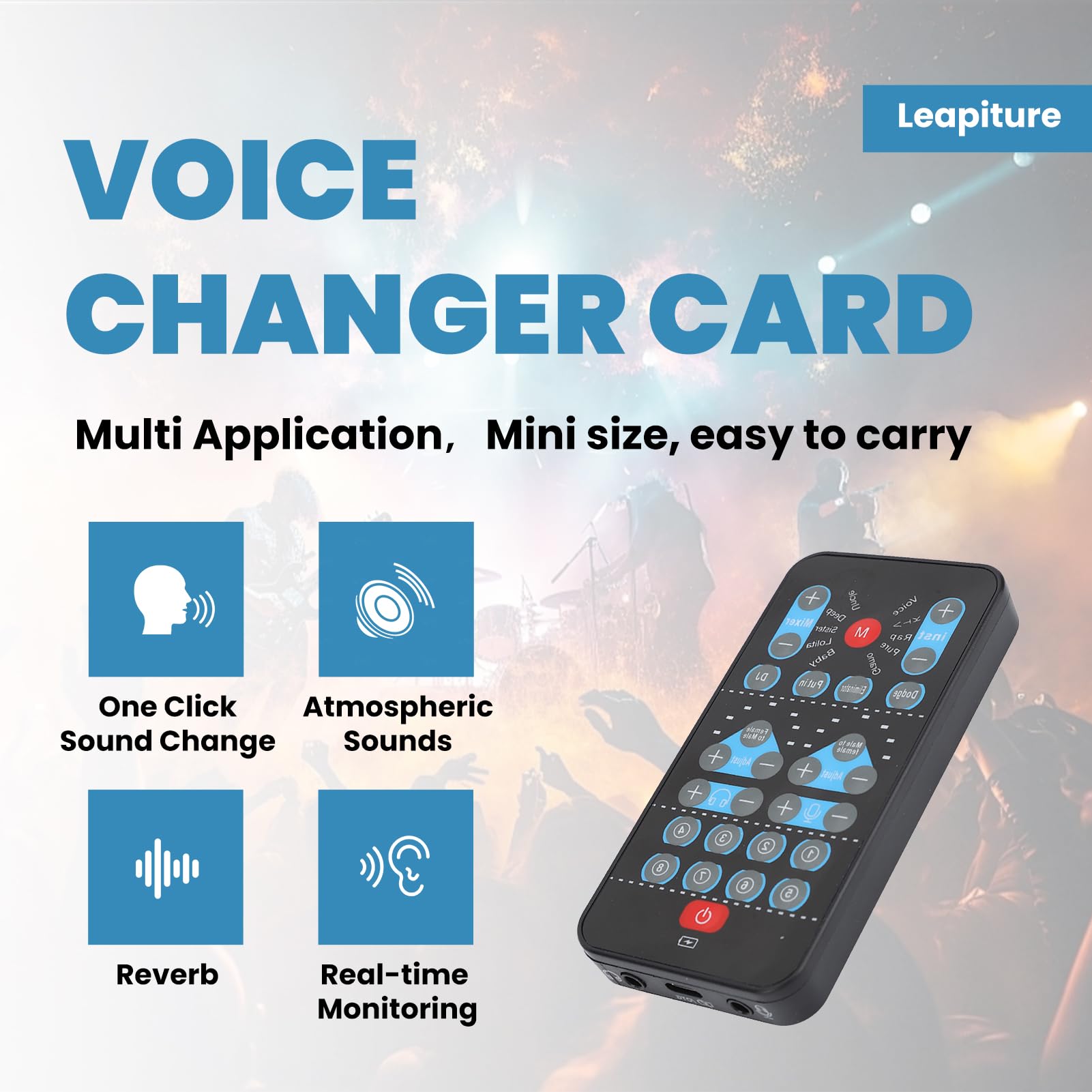 Mini Changeur De Voix, 8 Effets Sonores Prenant en Charge Plusieurs Langues, Carte Son Portable pour Diffusion en Direct, Téléphone Portable, Ordinateur
