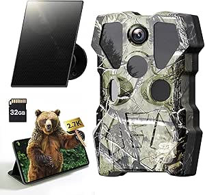 XTU Trail Camera WiFi Solar Powered - 64MP 2.7K Game Camera with Night Vision Motion Activated IP66 Waterproof with Phone app, Bluetooth 120° Motion Detection 0.2s Trigger for Wildlife Monitoring asin的图片